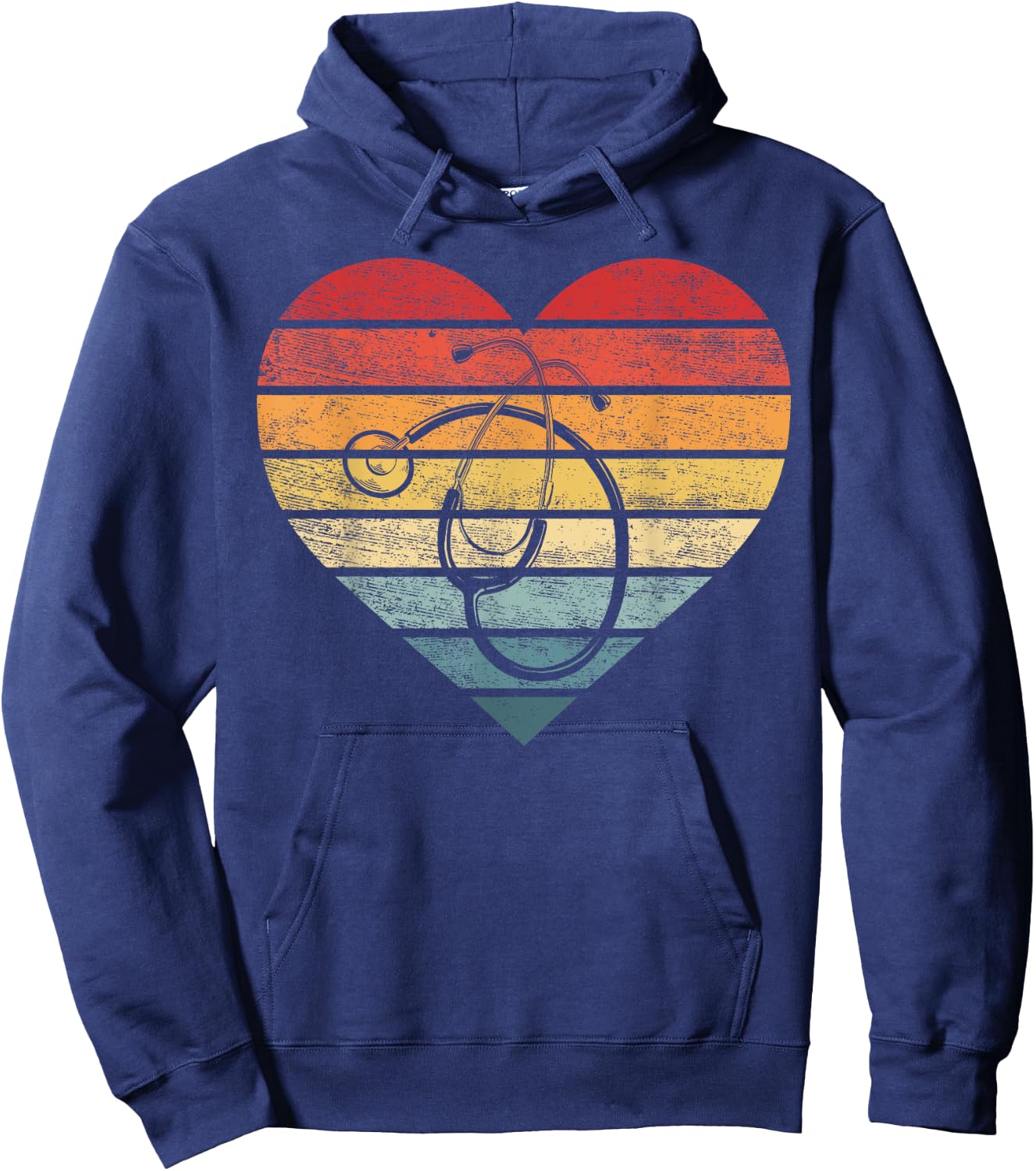 Funny Nurse Gifts Retro Vintage Stethoscope Heart Nursing Hoodie - Hoodie | Navy
