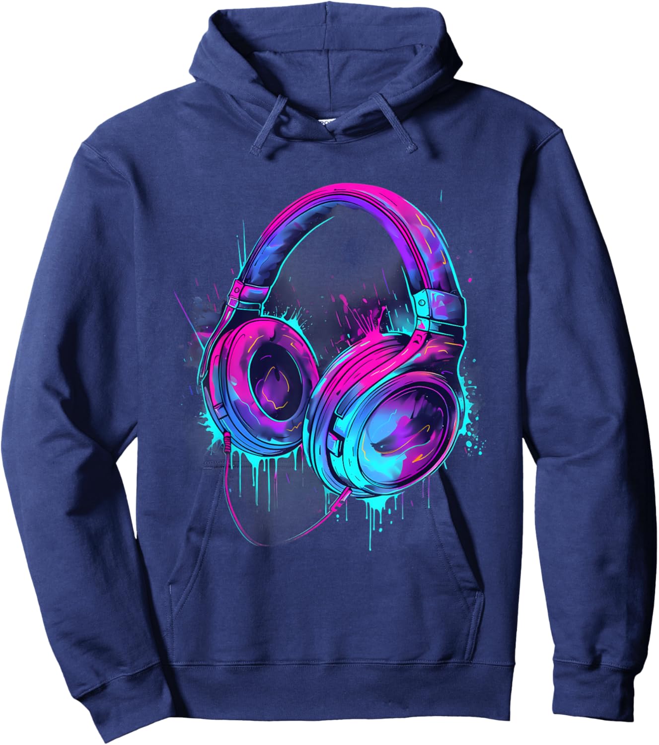 Headphones Music DJ Music Lover Music Headphones EDM Splash Hoodie - Hoodie | Navy