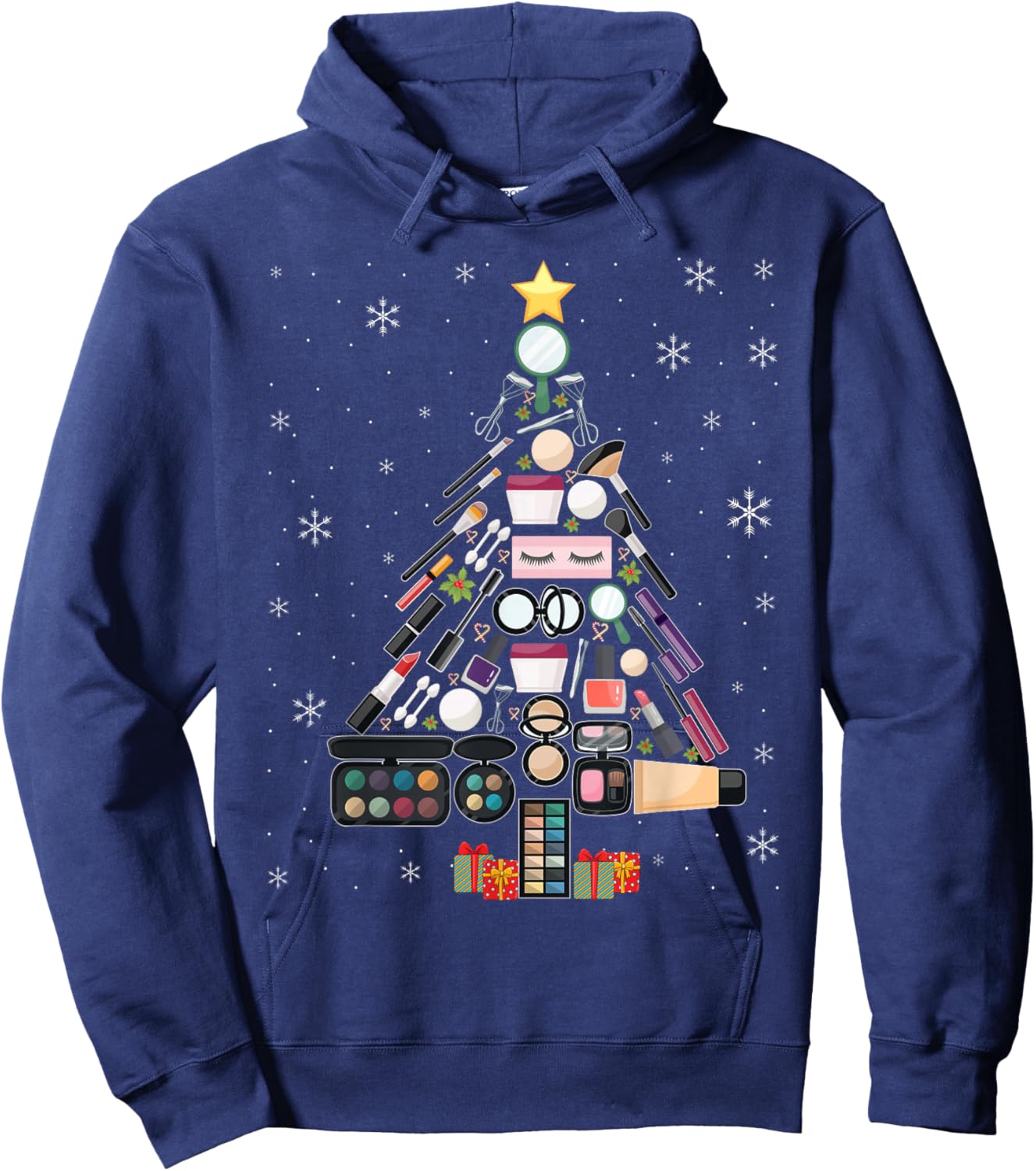 Makeup Artist Christmas Tree Merry Christmas Beautician Hoodie - Hoodie | Navy