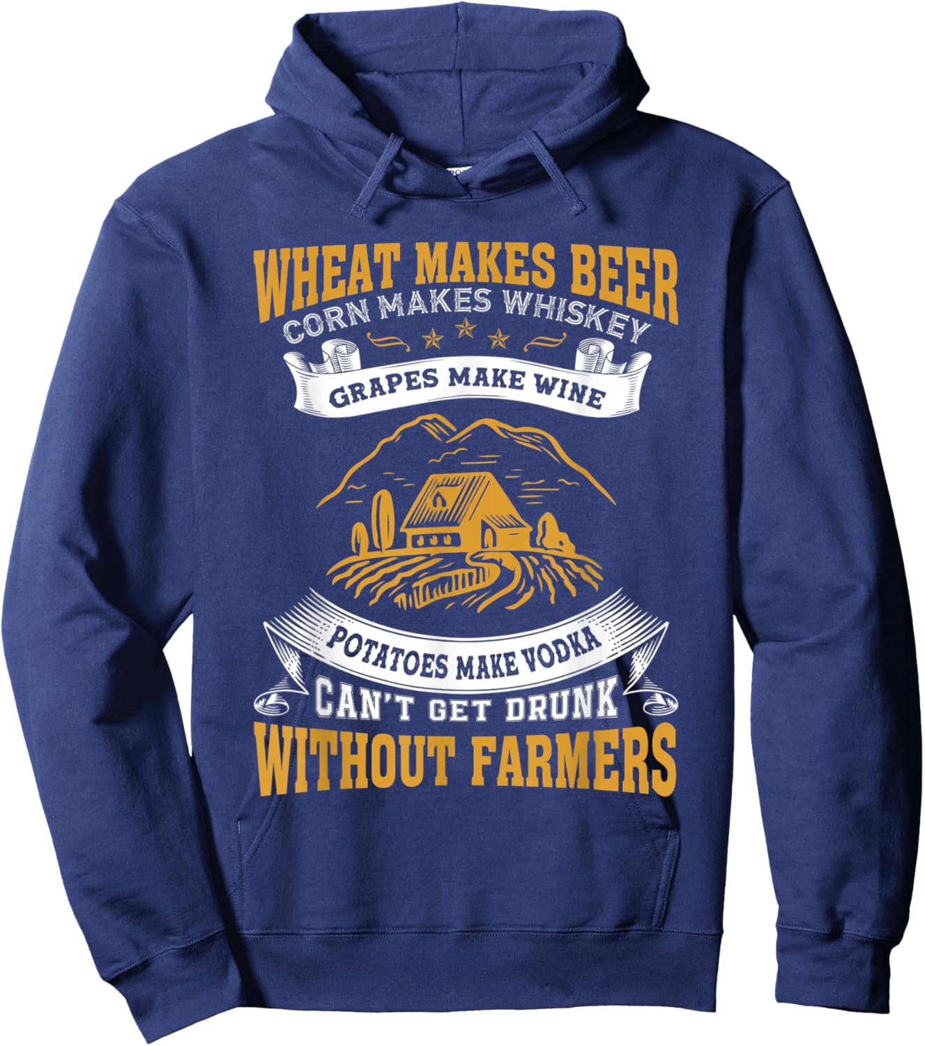 Can't Get Drunk Without Farmers Funny Farming Farmer Hoodie - Hoodie | Navy