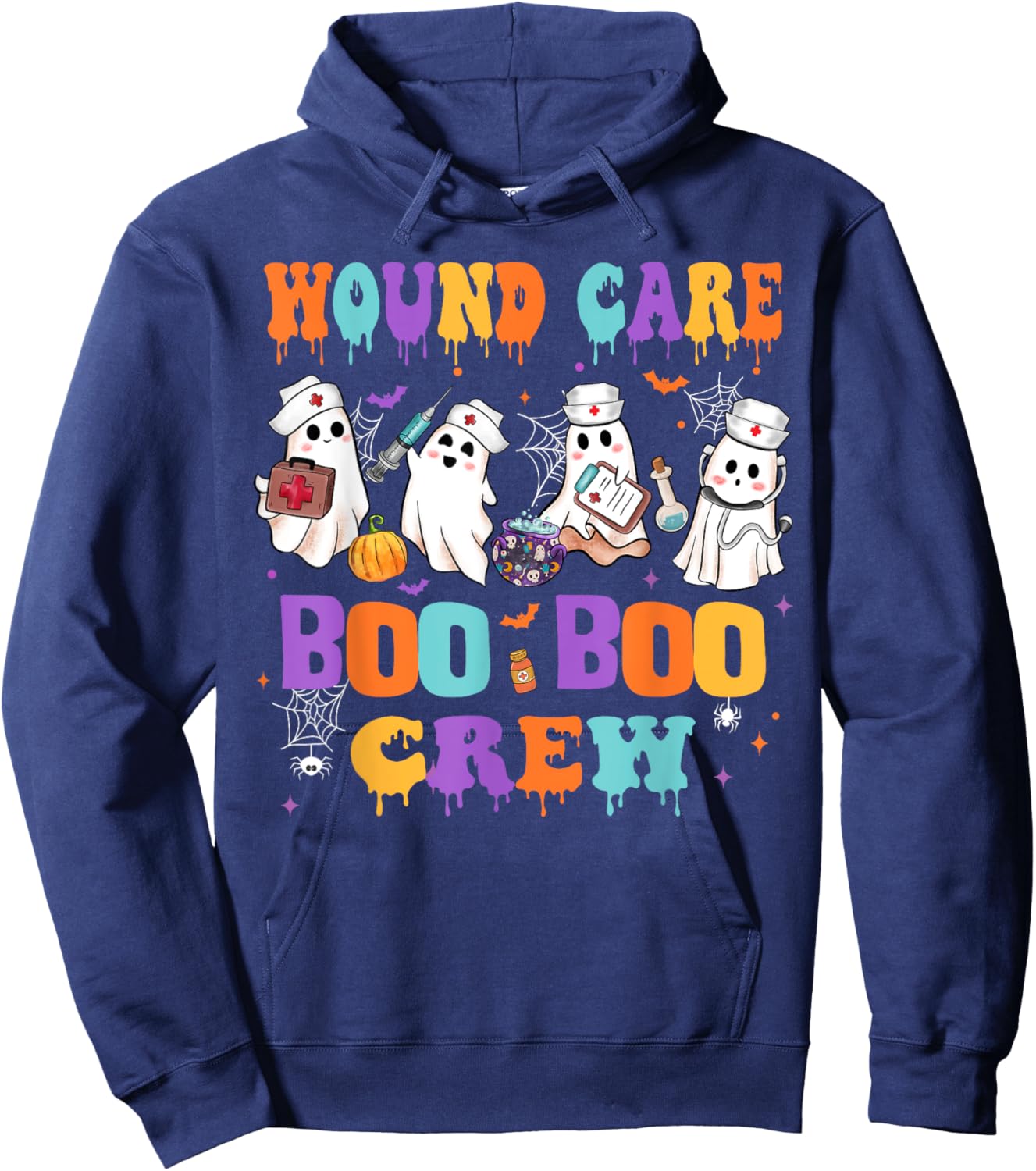 Wound Care Nurse Boo Boo Crew Nurse Halloween Squad Nurse Hoodie - Hoodie | Navy