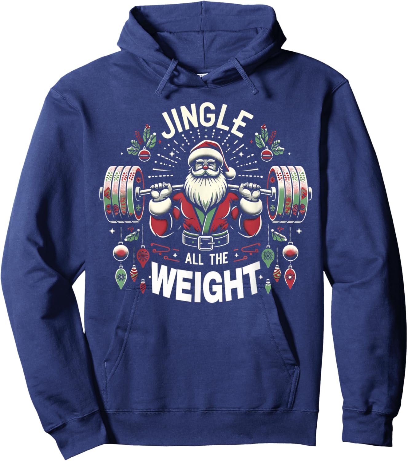 Christmas Gym Santa Jingle All The Weight Lifting Workout Hoodie - Hoodie | Navy