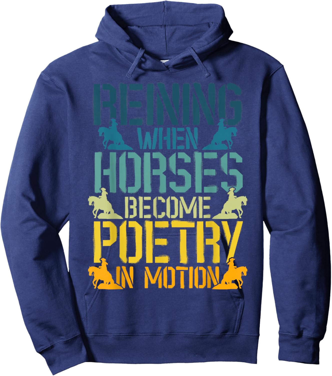 Sliding Stop Reining Horse Equestrian Western Riding Hoodie - Hoodie | Navy