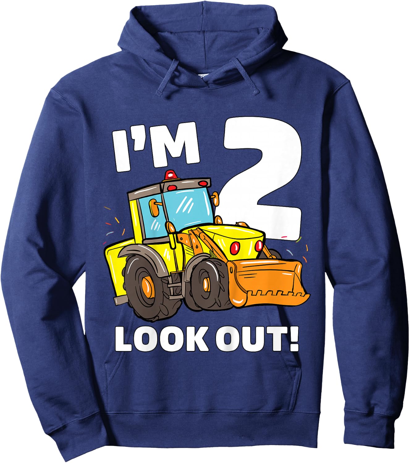 Kids Construction Truck 2nd Birthday Boy 2 Two Bulldozer Hoodie - Hoodie | Navy