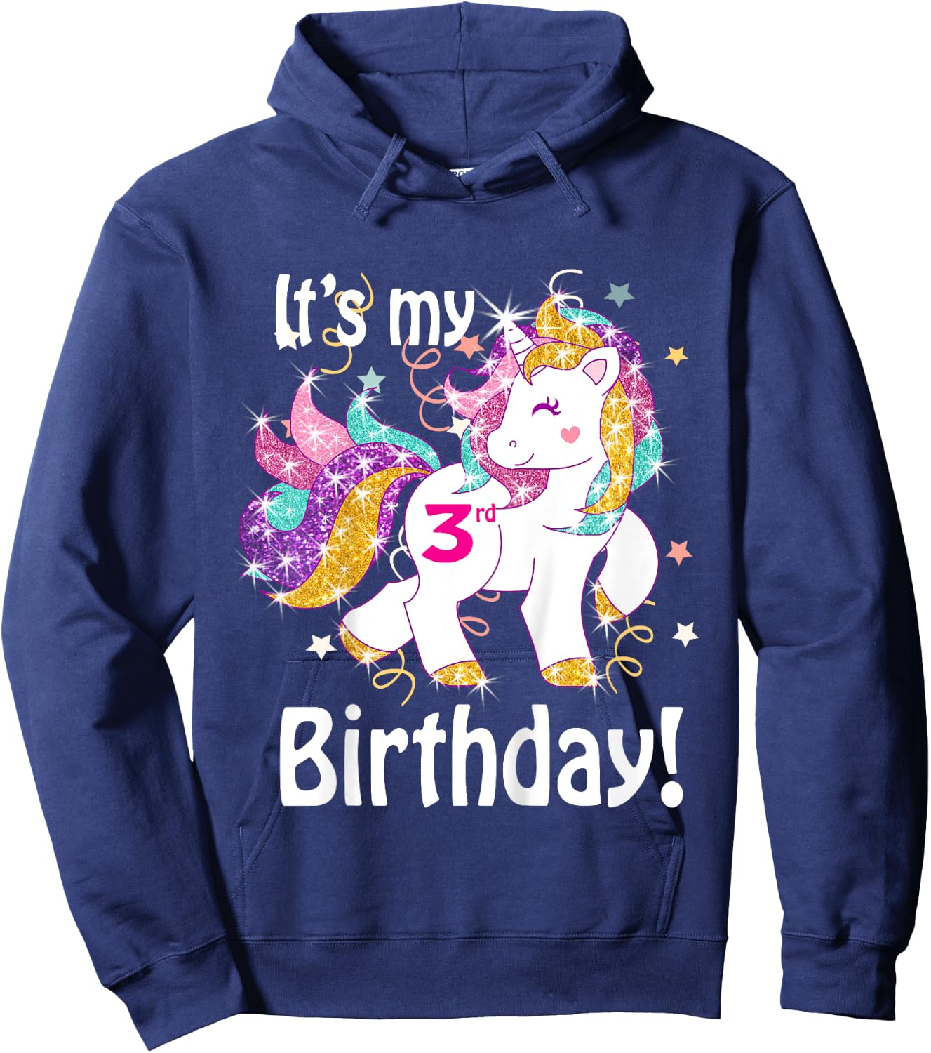 Its my 3rd Birthday (3 year old) unicorn Birthday shirt gift Hoodie - Hoodie | Navy