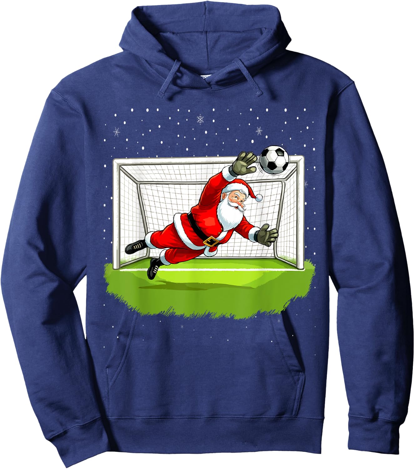 Santa Soccer Goalie Goalkeeper Christmas Sweater Hoodie - Hoodie | Navy