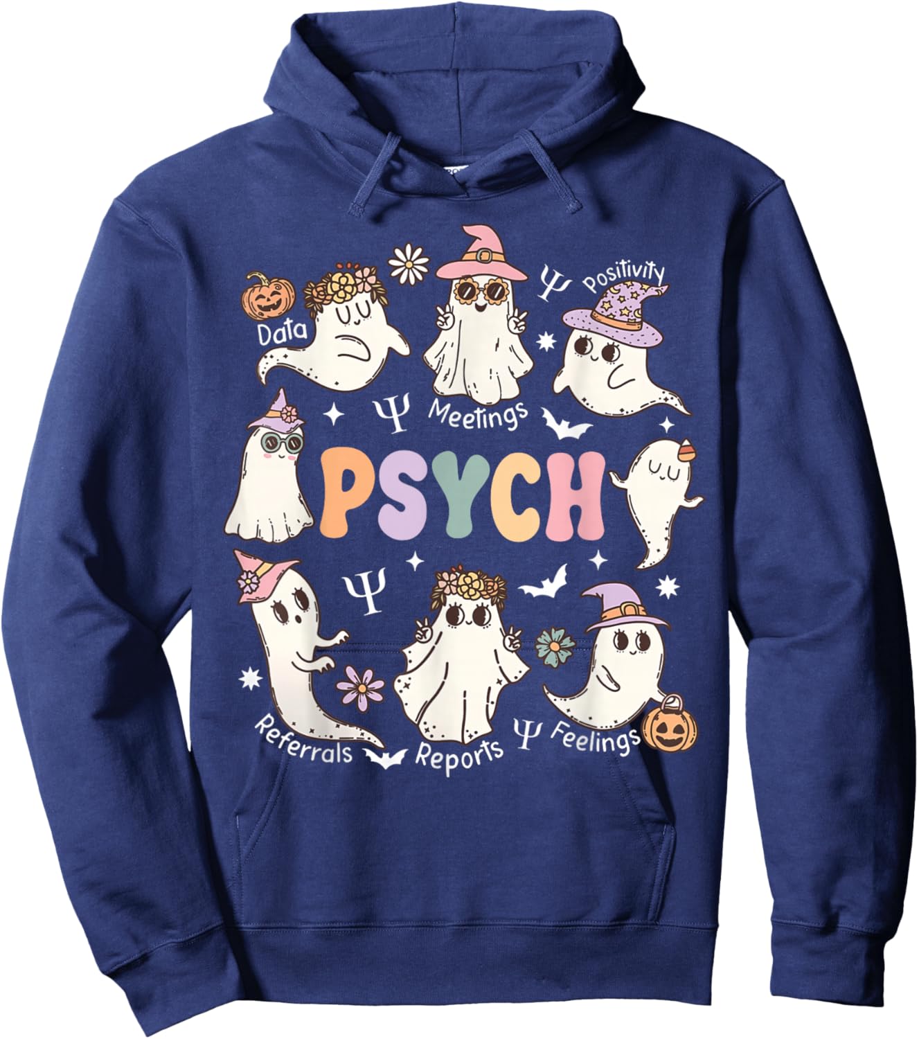 School Psychologist Halloween Spooky Psych Ghost Psychology Hoodie - Hoodie | Navy
