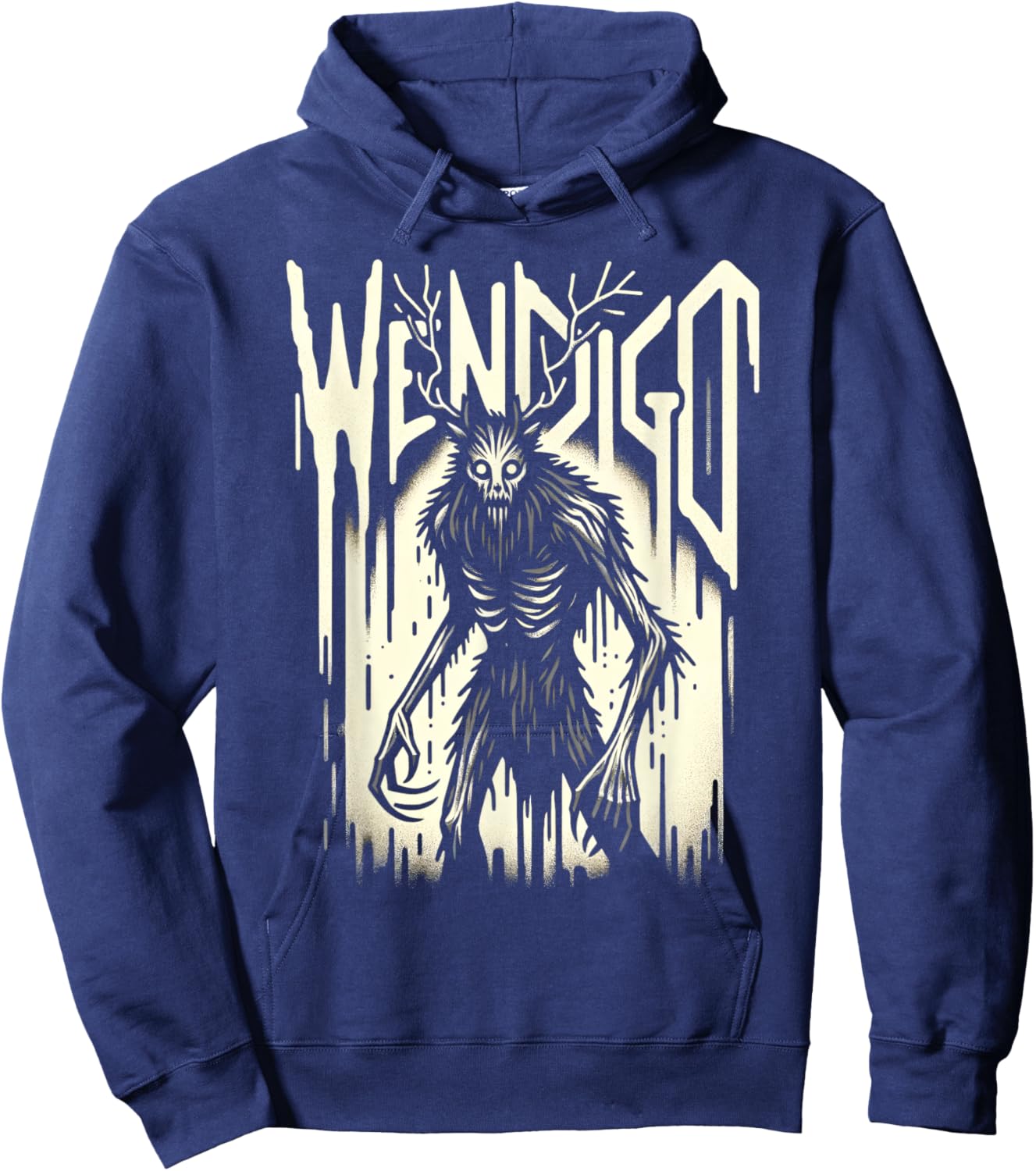 Evil Horror Monster Cryptozoology Cryptid Wendigo Hoodie - Hoodie | Navy