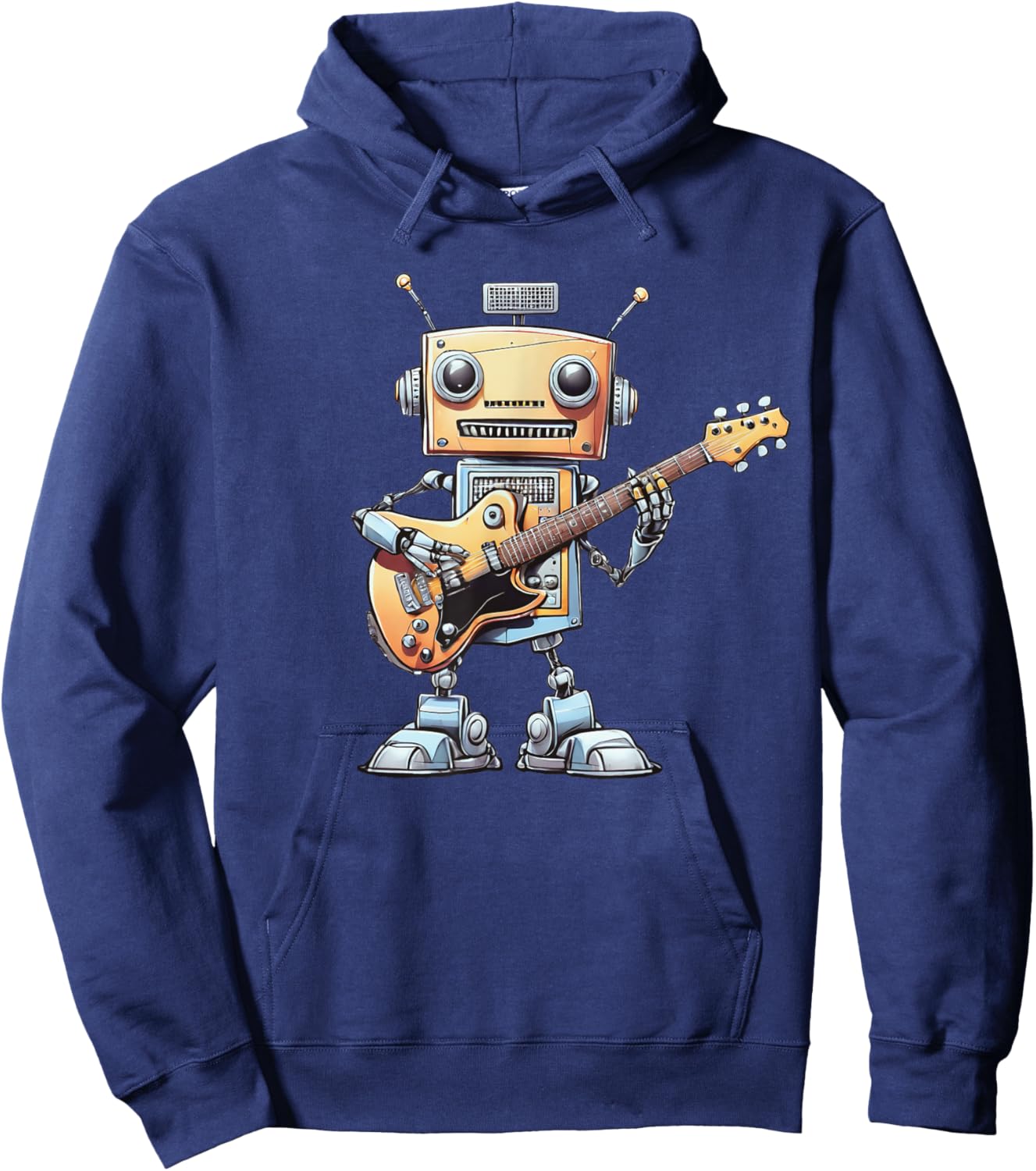 Funny Guitarist Robot Guitar Player Musician Robotics Gift Hoodie - Hoodie | Navy