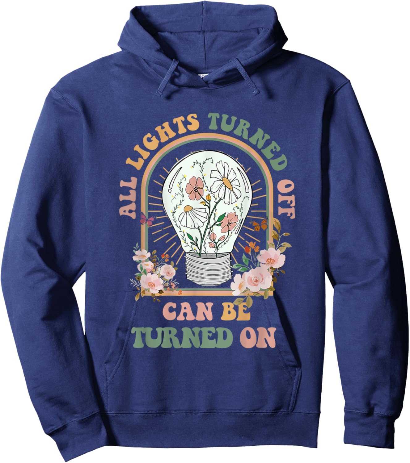 CoGlobal Retro The Light That Turns Off Can Be Turned Back On 2 Sided , Small Hoodie - Hoodie | Navy