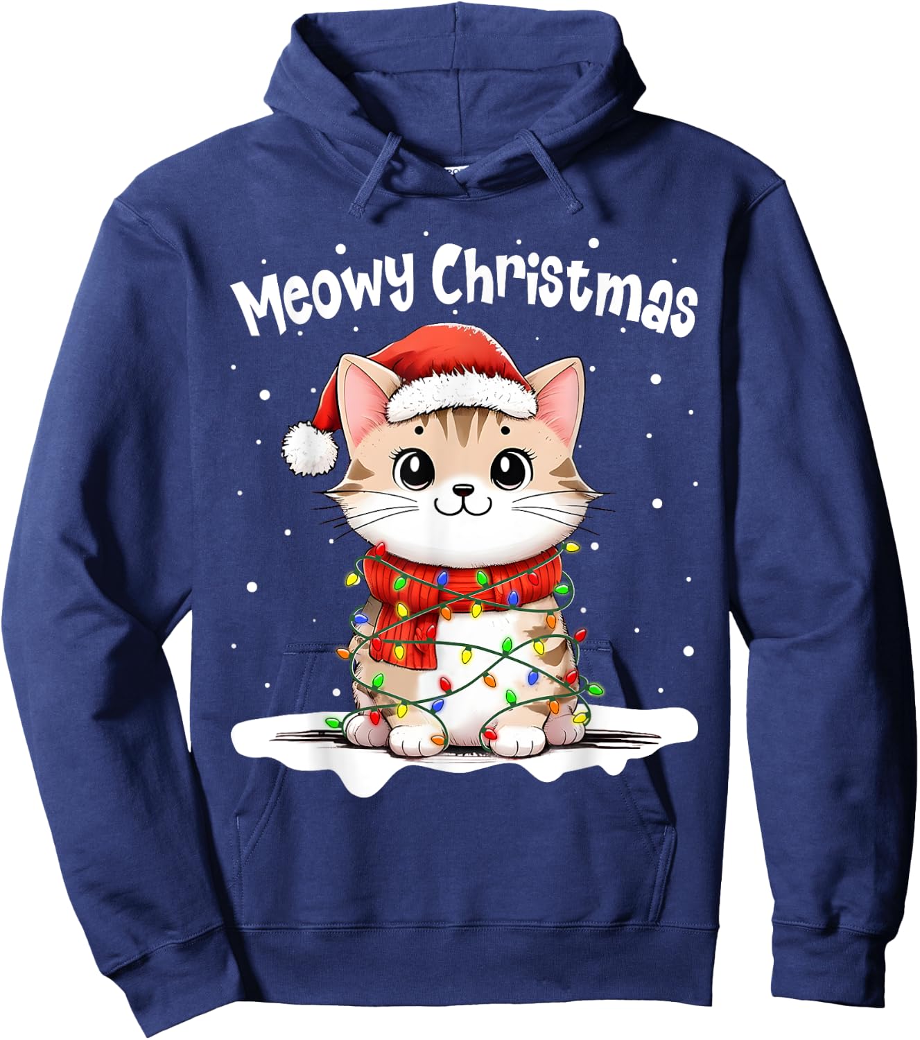 Meowy Catmas Cat Christmas Cute Kitten Cat Santa Xmas Family Women Kids Hoodie - Hoodie | Navy
