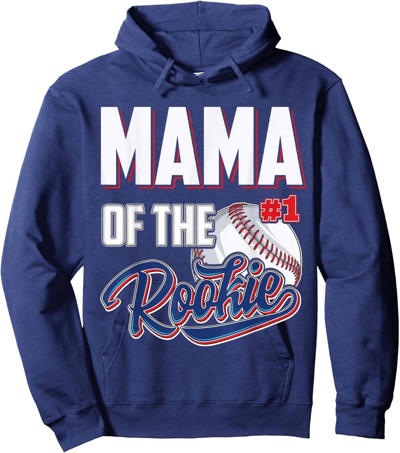 Mama of Rookie 1 Years old Team 1st Birthday Baseball Hoodie - Hoodie | Navy