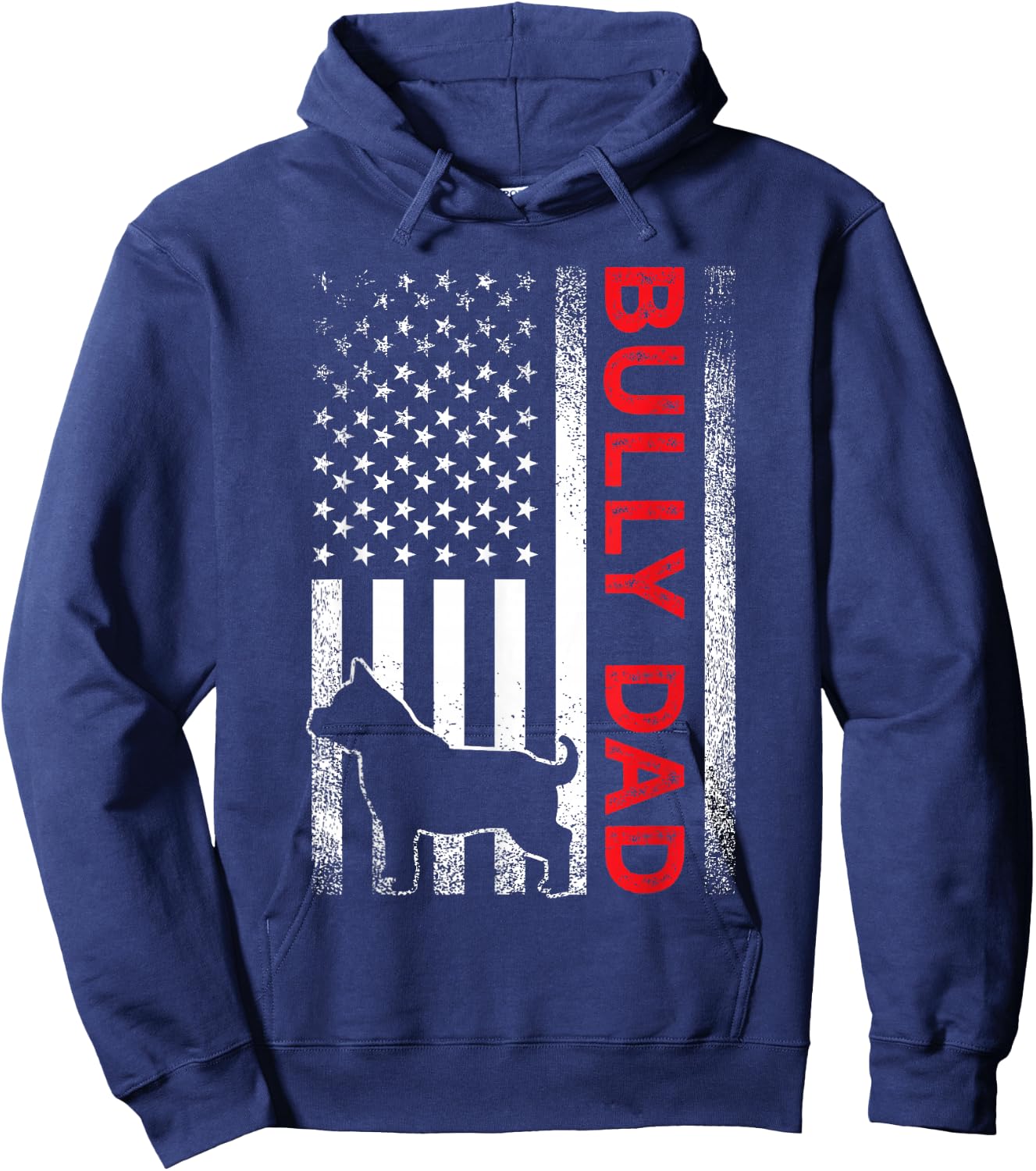 Bully or pitbull dog DAD vintage american flag papa gifts Hoodie - Hoodie | Navy