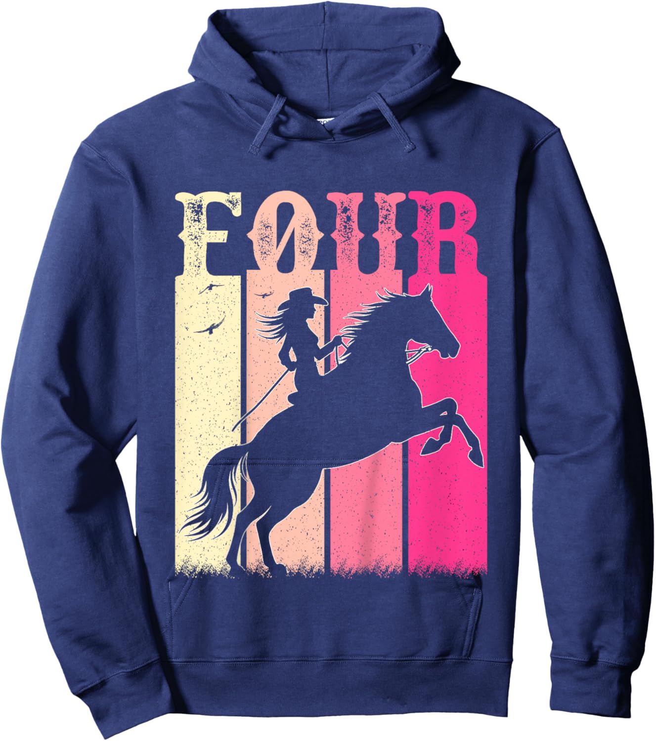 4th Birthday Cowgirl Girls 4 Year Old Rodeo Horse Vintage Hoodie - Hoodie | Navy