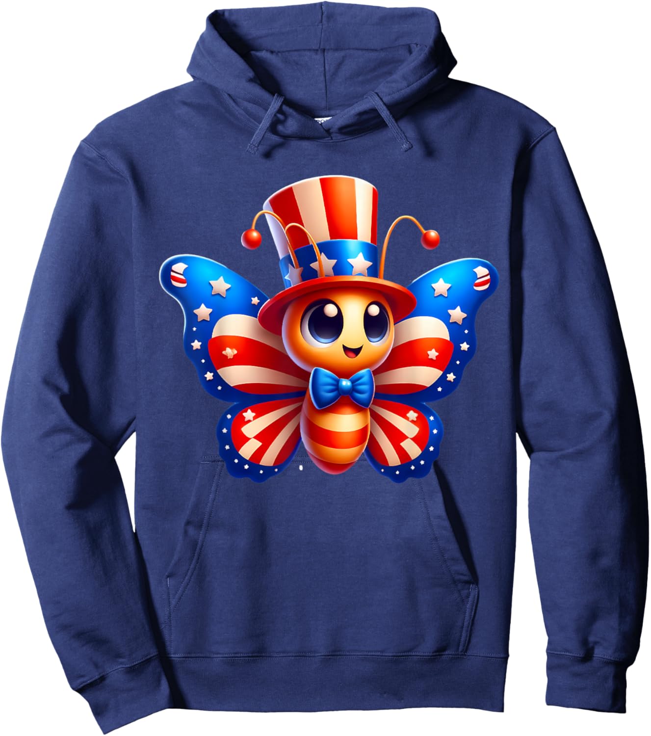 Butterfly Happy 4th of July Independence Day Men Women Kids Hoodie - Hoodie | Navy