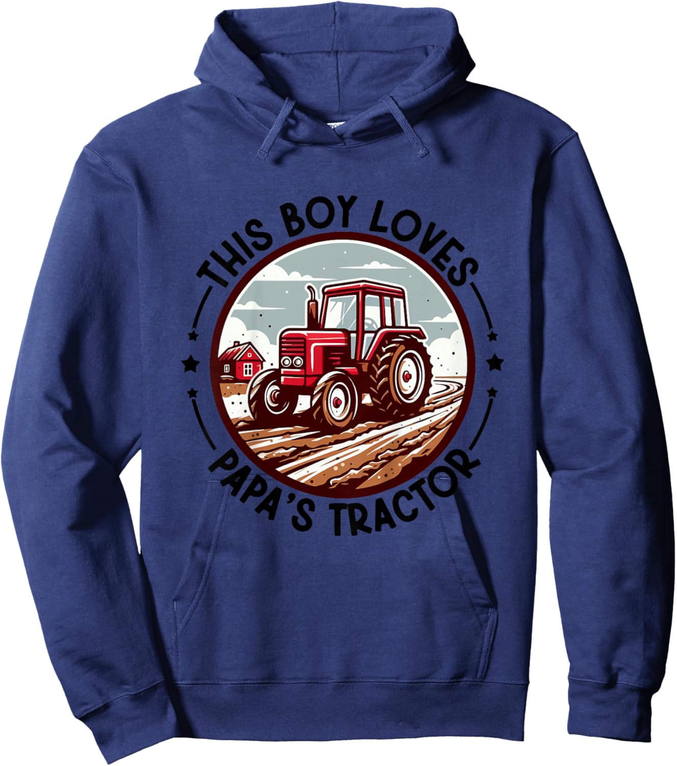 Kids Farm Grandpa's Tractor This Boy Loves Papa's Tractor Farming Hoodie - Hoodie | Navy