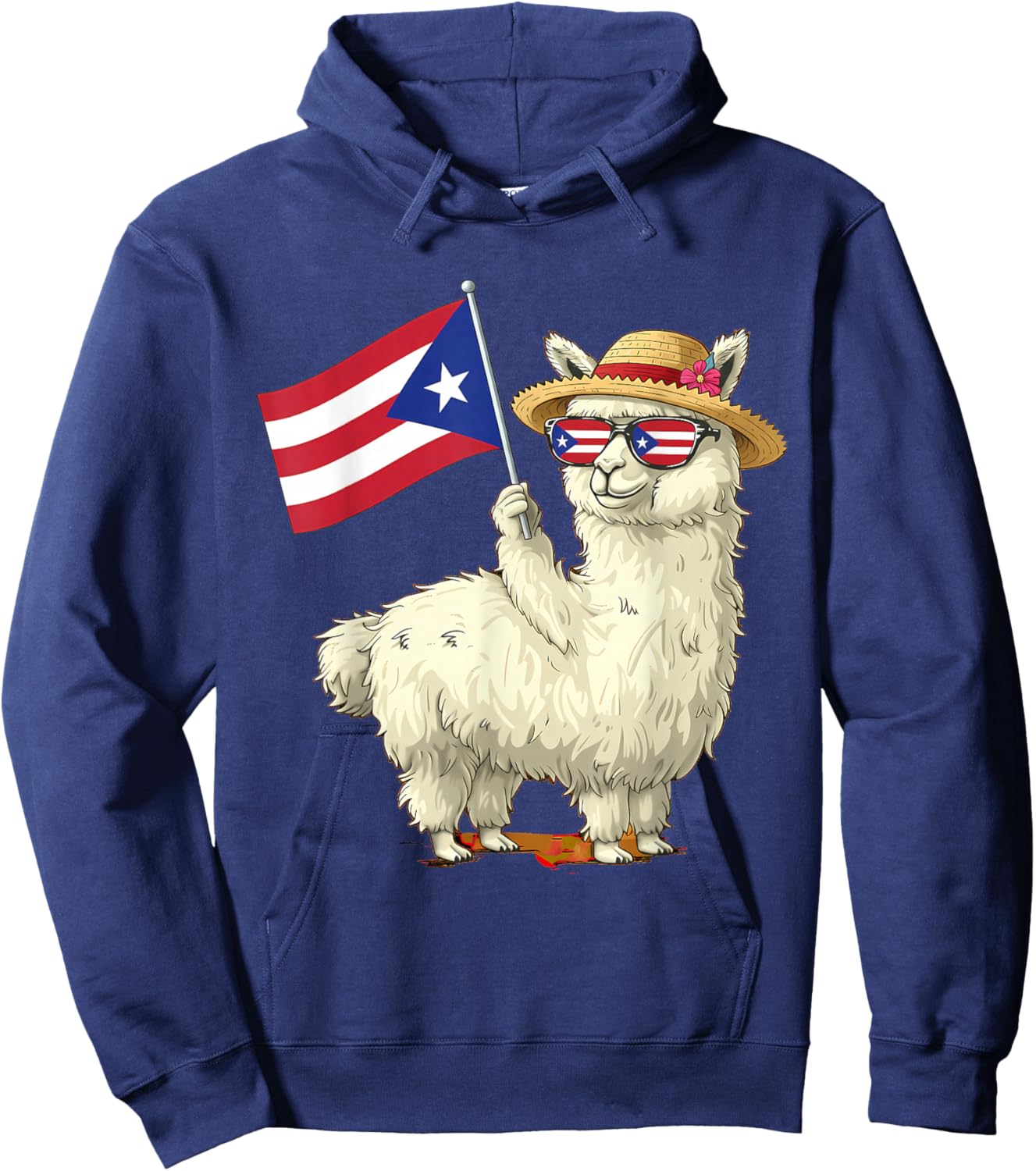 Puerto Rico Flag Llama Boricua Puerto Rican Flag Alpaca Hoodie - Hoodie | Navy