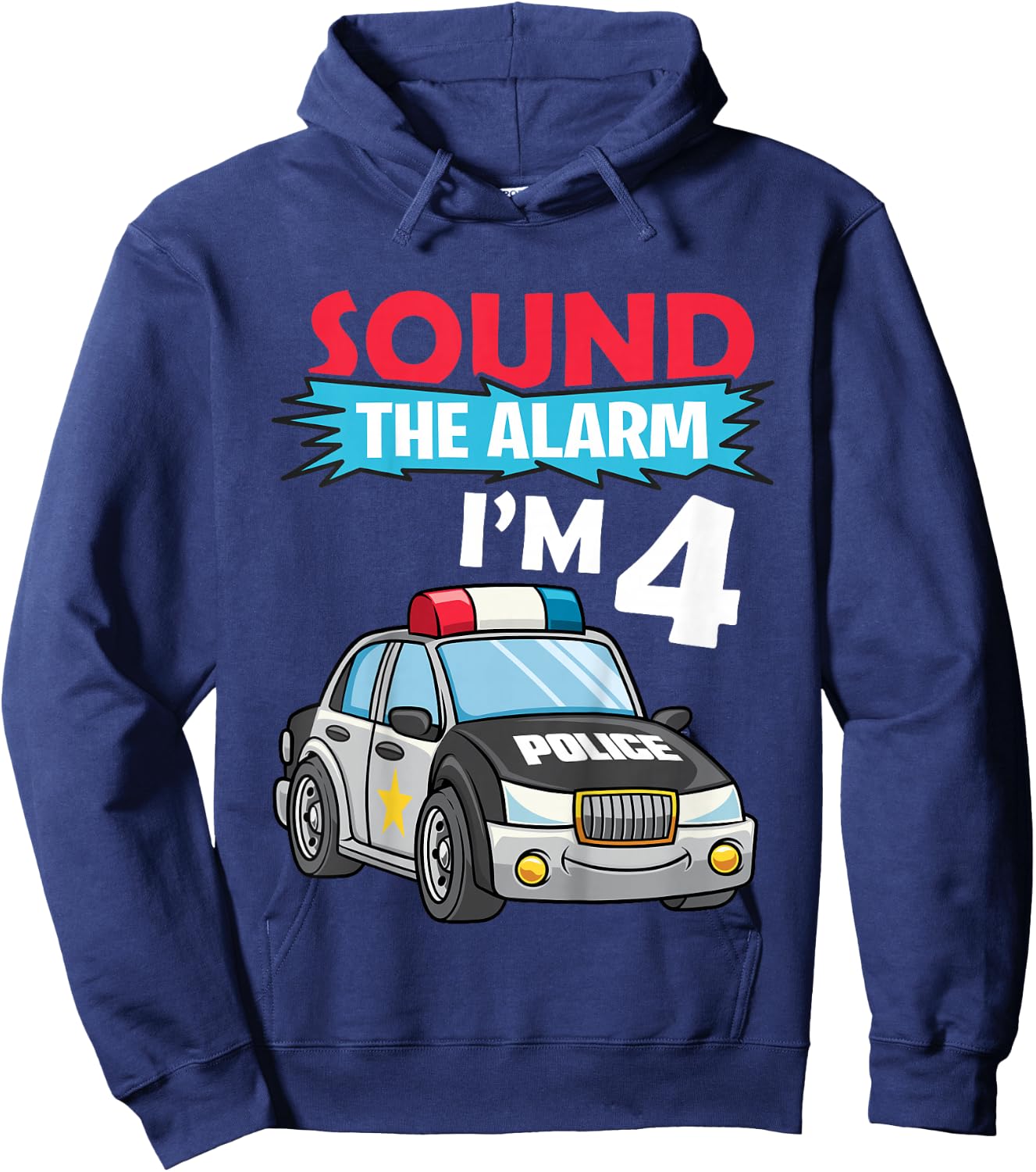 Kids Birthday Boy Shirt 4 Years Old Police Car Policeman Cop Hoodie - Hoodie | Navy