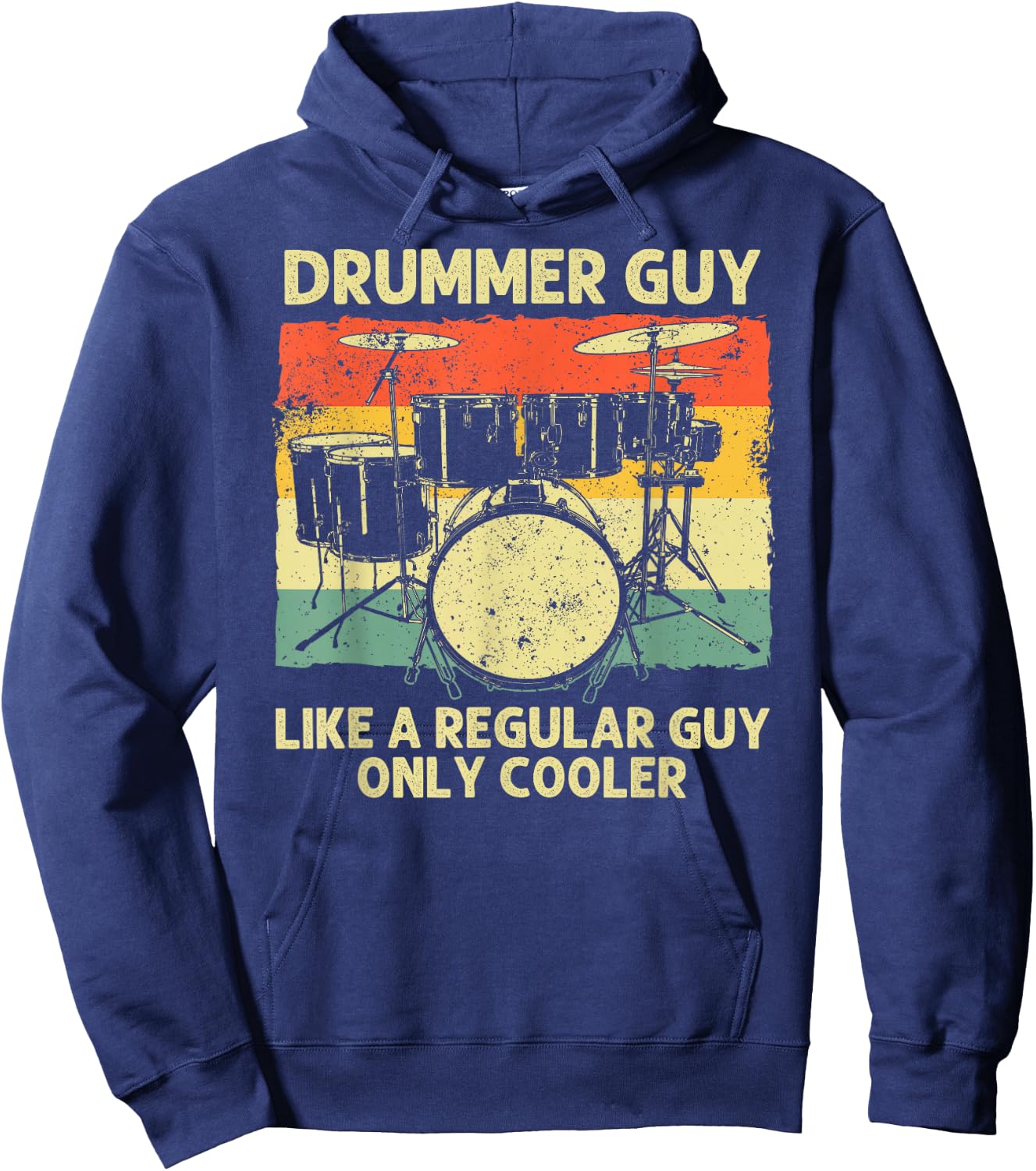 Funny Drumming Art Dad Drumline Drum Set Drummer Hoodie - Hoodie | Navy
