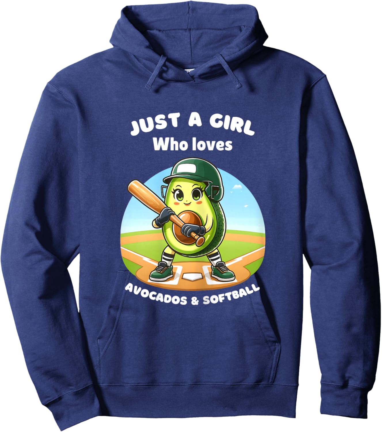 Just a Girl Who Loves Avocados and Softball Funny Avocado Hoodie - Hoodie | Navy