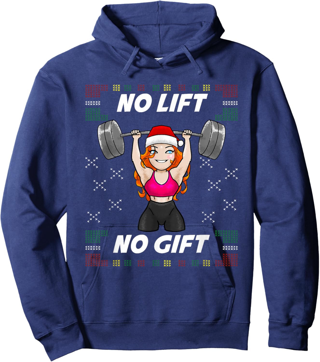 No Lift No Gift Gym Christmas Miss Santa Women Hoodie - Hoodie | Navy