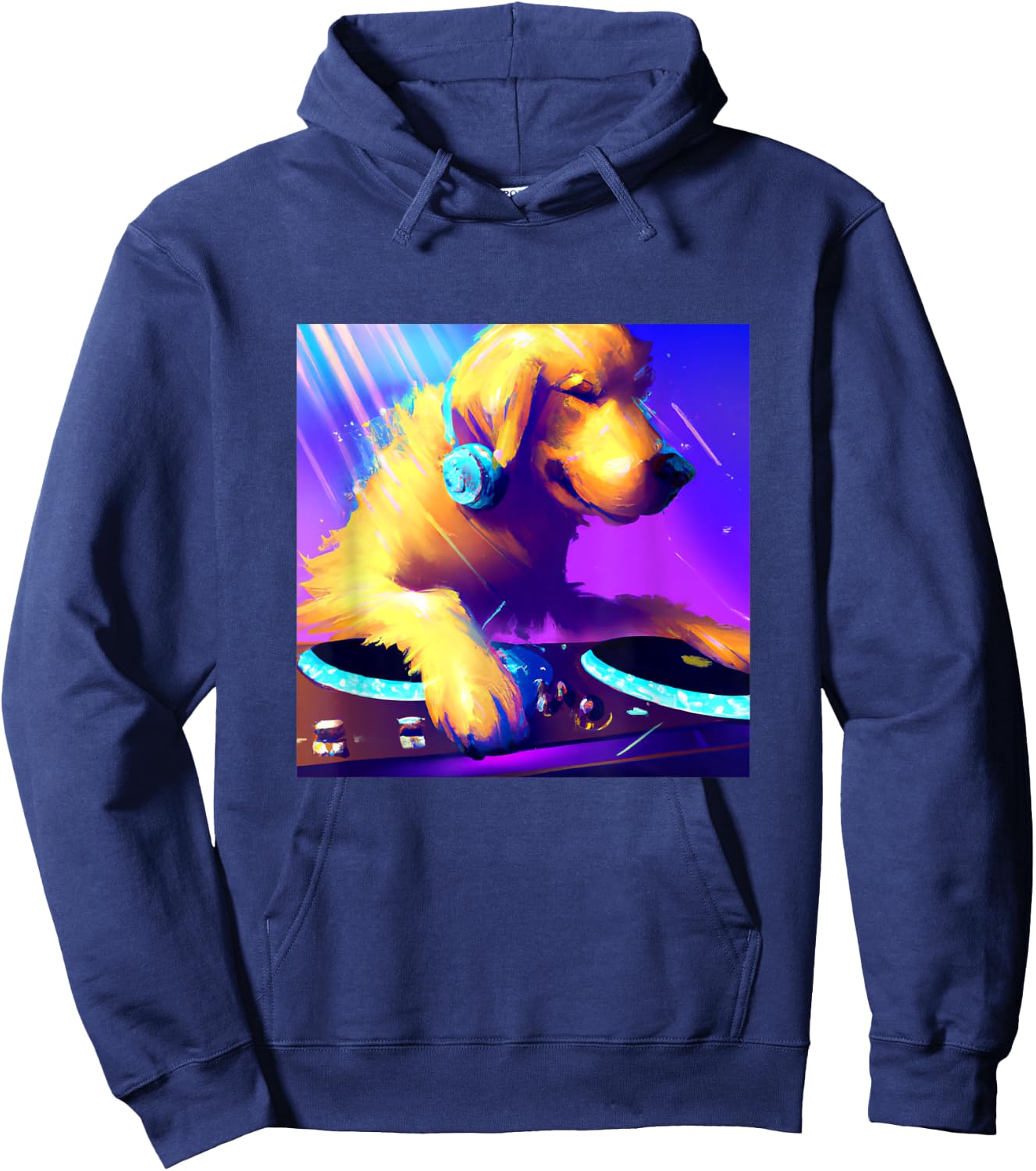 Golden Retriever Vaporwave DJ Dog Shirt Aesthetic Boys Girls Hoodie - Hoodie | Navy