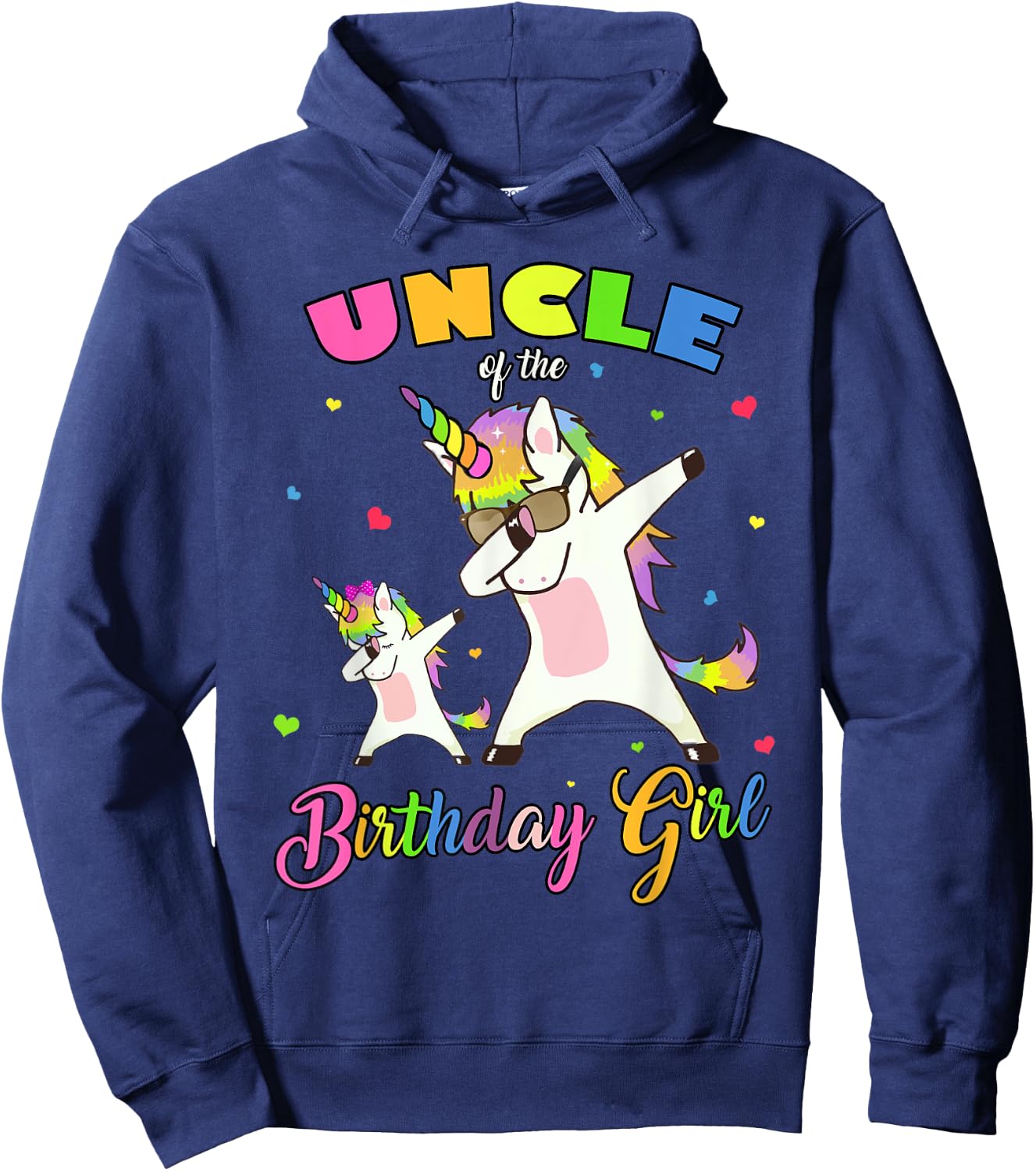 Uncle of the Birthday Girl Dabbing Unicorn Birthday Princess Hoodie - Hoodie | Navy