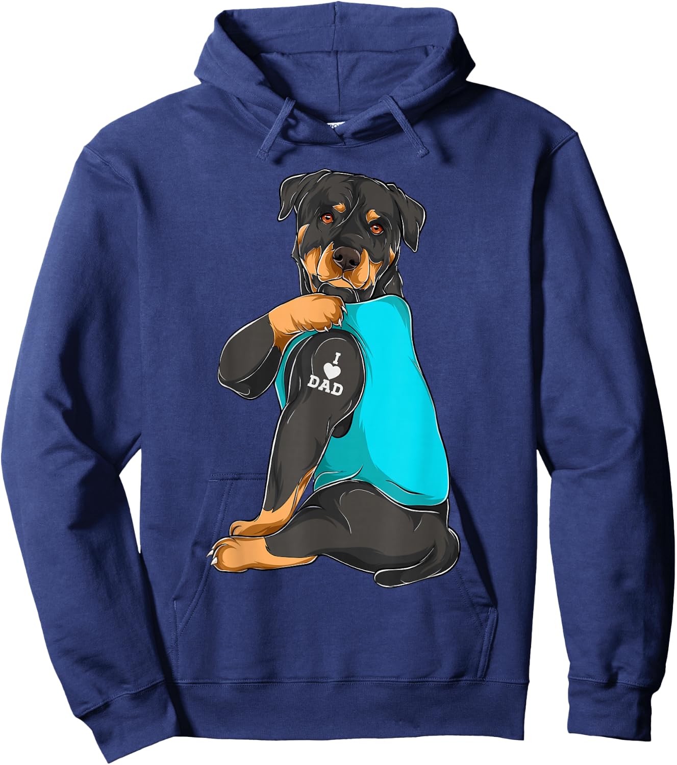 Rottweiler I Love Dad Tattoo Apparel, Dog Dad Gifts Dads Hoodie - Hoodie | Navy