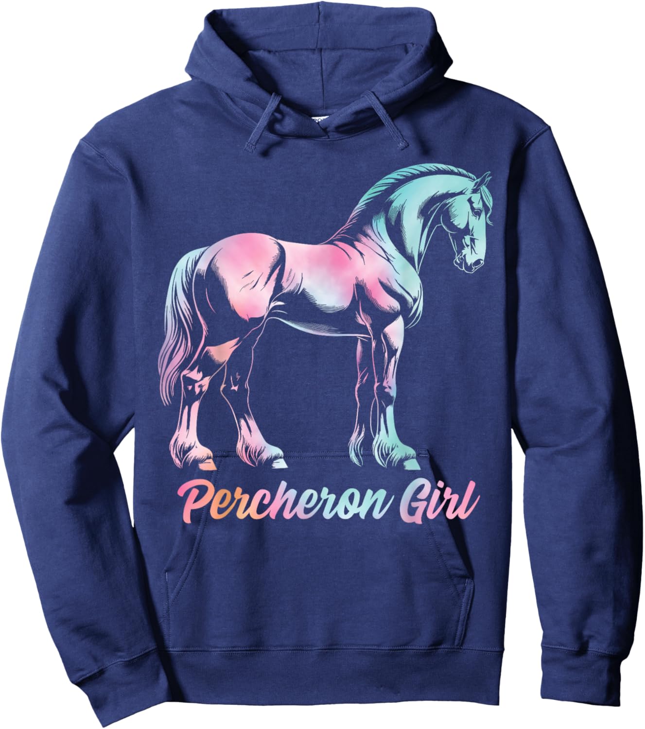 Percheron Horse Girl, Equestrian Percheron Horse Hoodie - Hoodie | Navy
