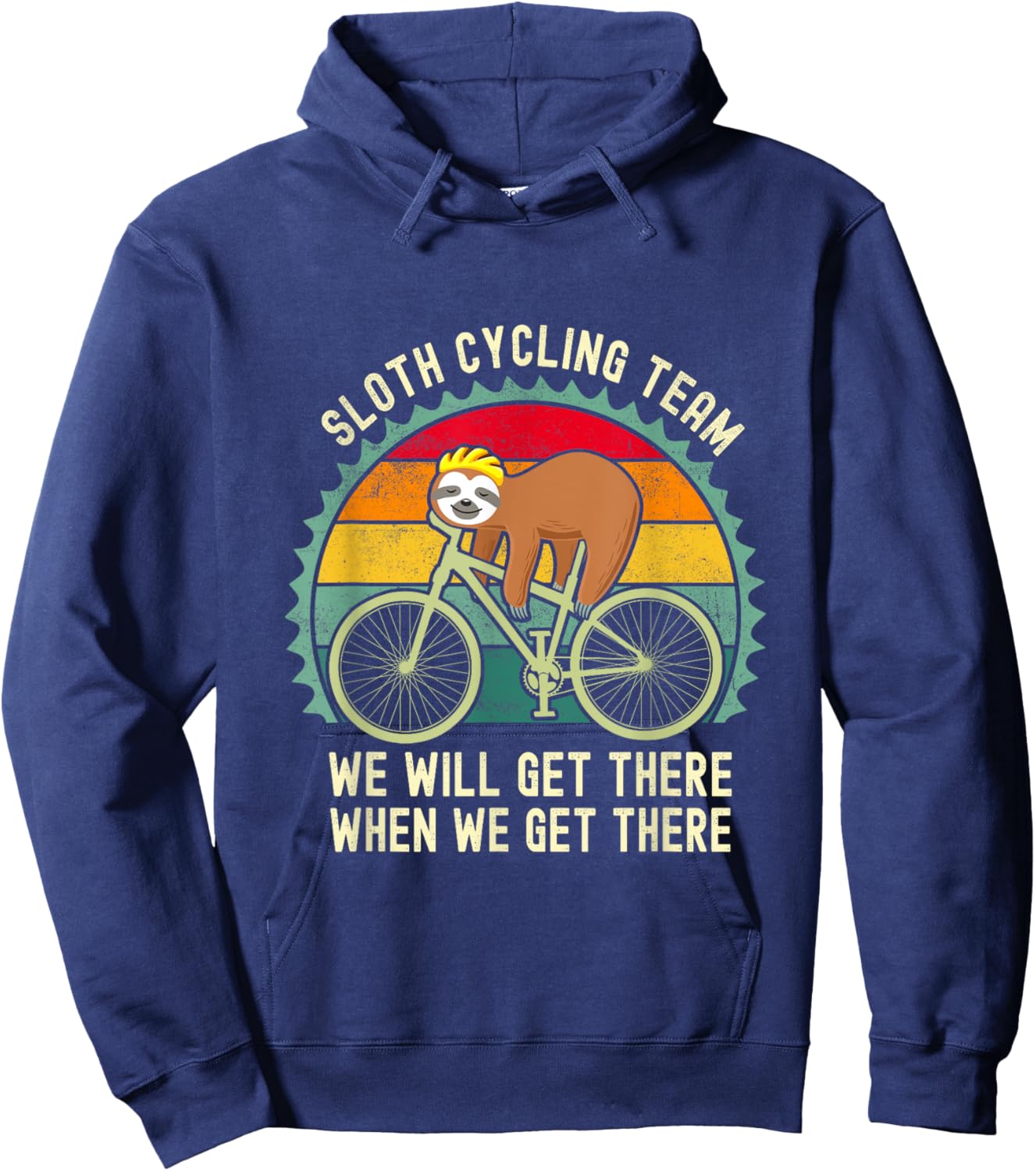 Sloth Cycling Team Funny Lazy Sloth On A Bike Bicycle Hoodie - Hoodie | Navy