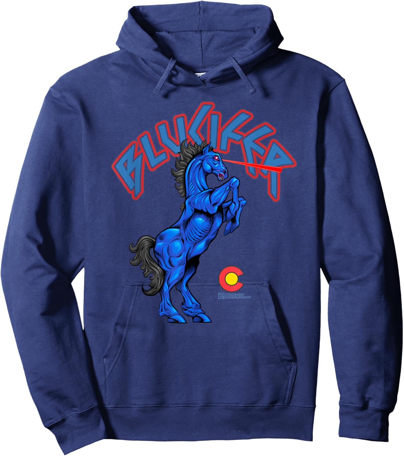 Blucifer The Demon Horse at Denver Airport Colorado Hoodie - Hoodie | Navy