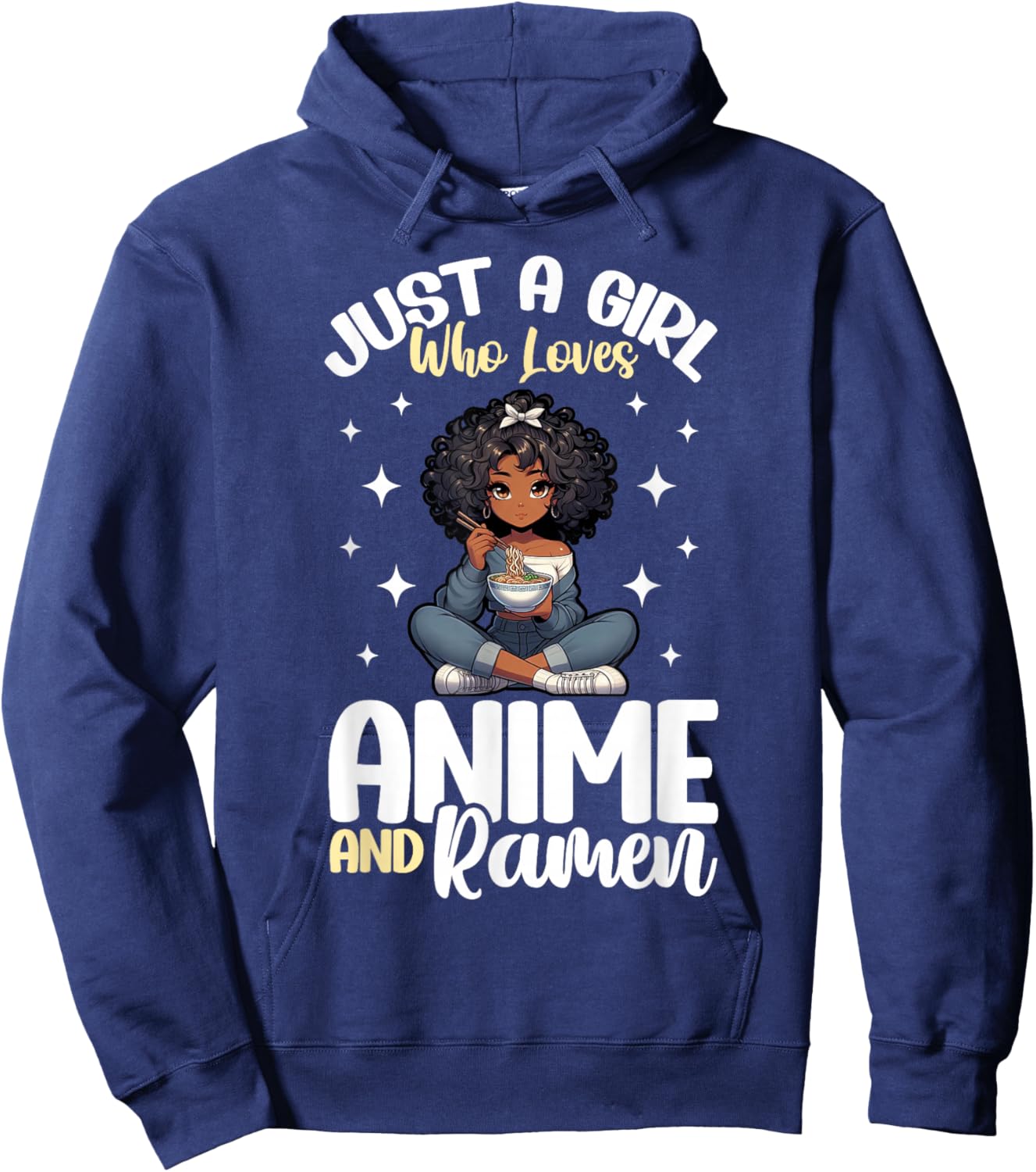 Just A Girl Who Loves Anime And Ramen African American Hoodie - Hoodie | Navy