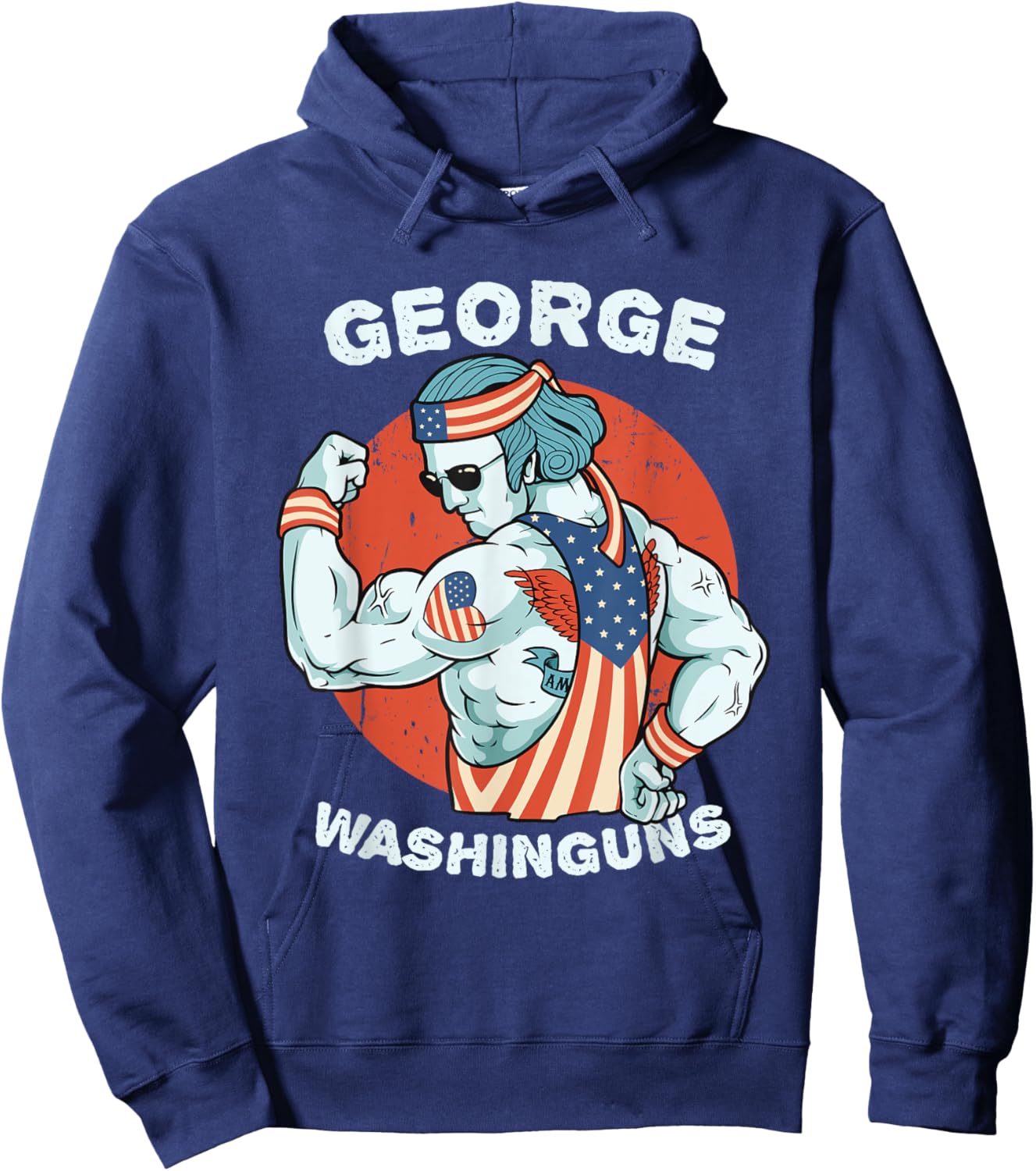 Funny George Washinguns Workout Patriotic 4th of July Men Hoodie - Hoodie | Navy