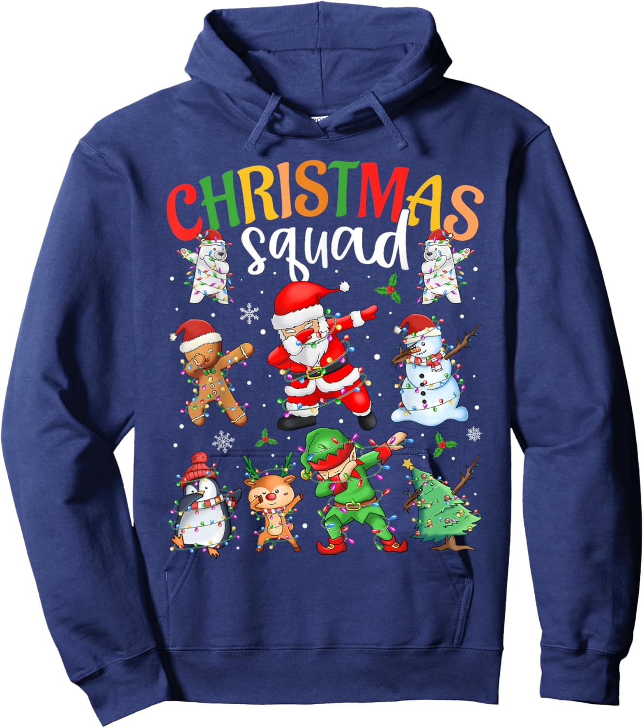 Christmas Squad Santa Dabbing Elf Family Matching Pajamas Hoodie - Hoodie | Navy