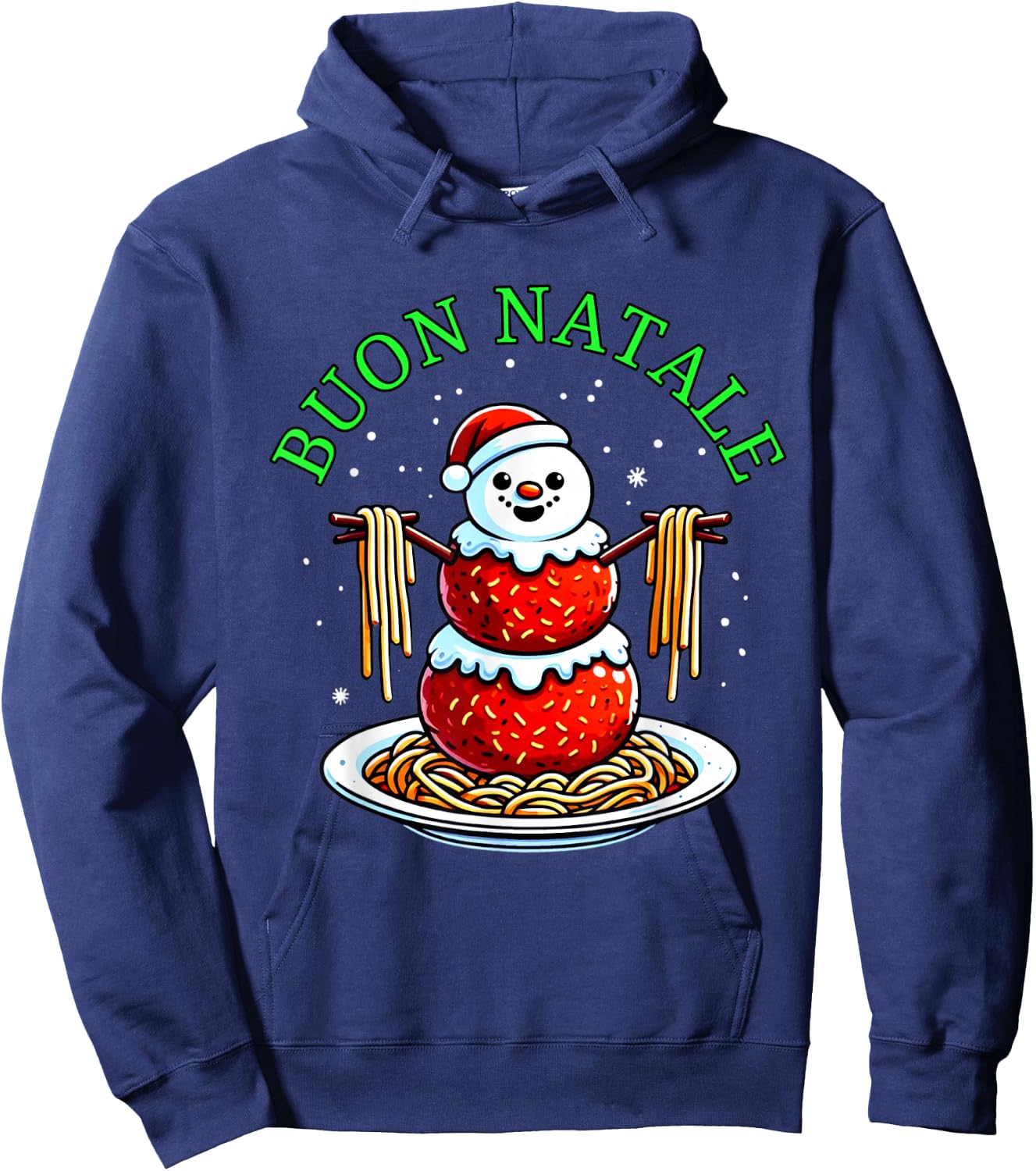 Italian Food Christmas Meatball Snowman Ugly Christmas Hoodie - Hoodie | Navy