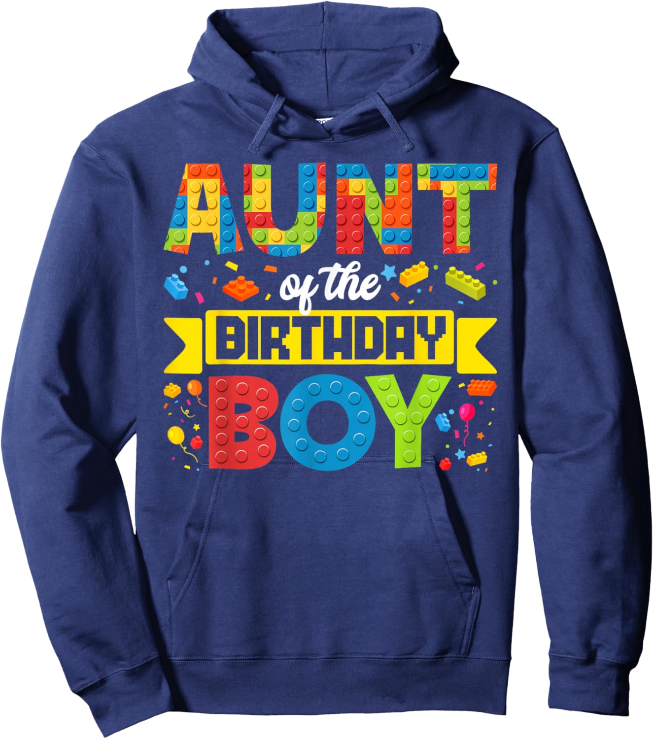 Aunt Of The Birthday Boy Master Builder Kids Building Blocks Hoodie - Hoodie | Navy