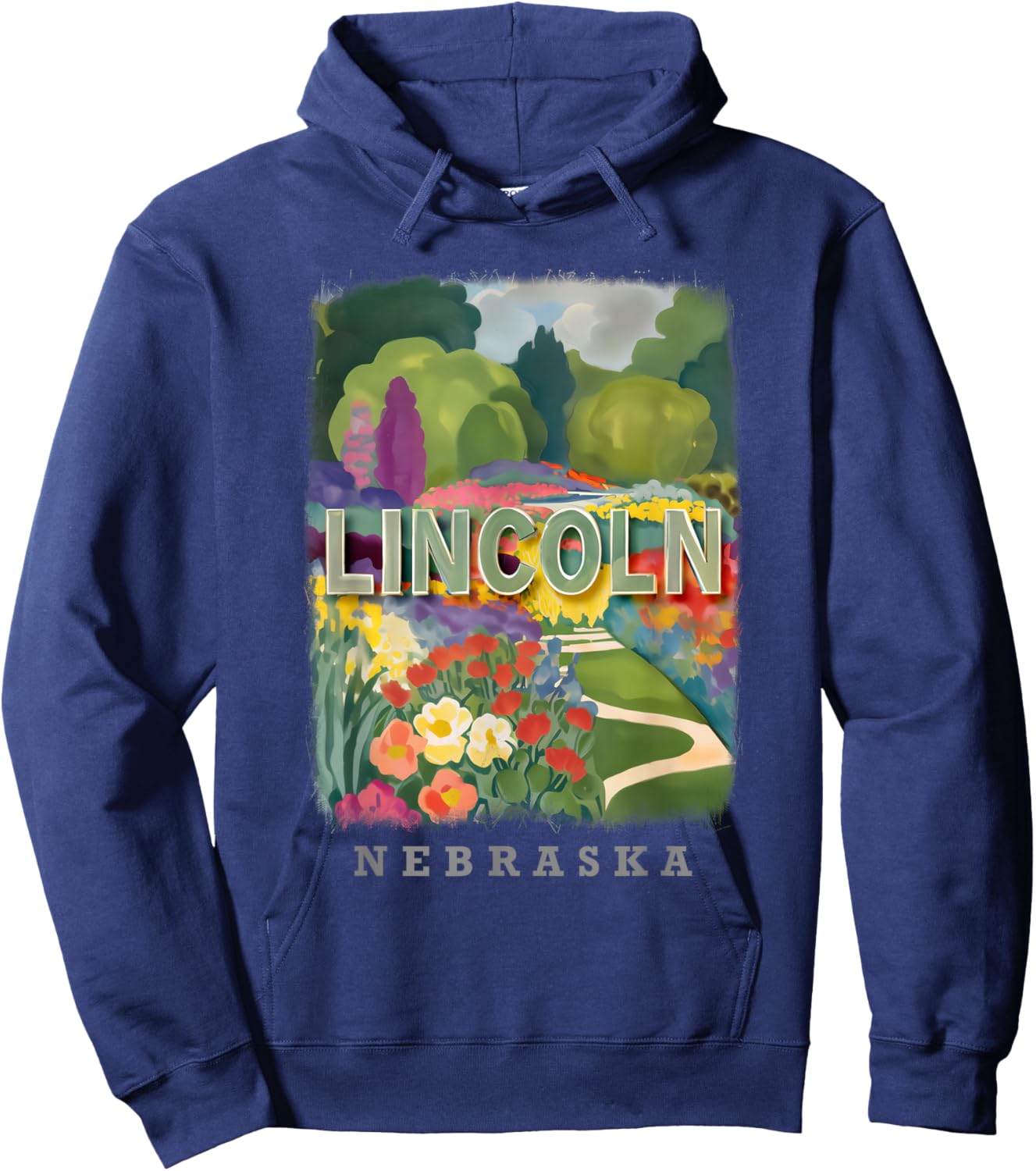 Lincoln Nebraska NE Sunken Gardens Splendor SD693 Hoodie - Hoodie | Navy