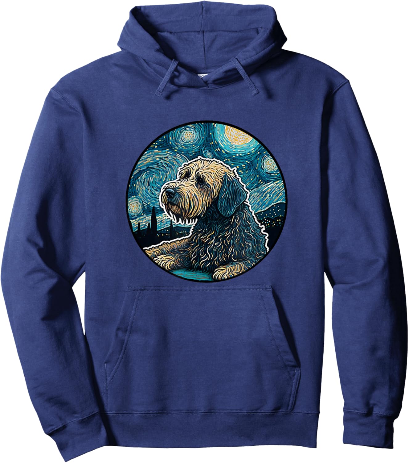 Whoodle Starry Night Painting Dog Mom Dad Women Girls Kids Hoodie - Hoodie | Navy