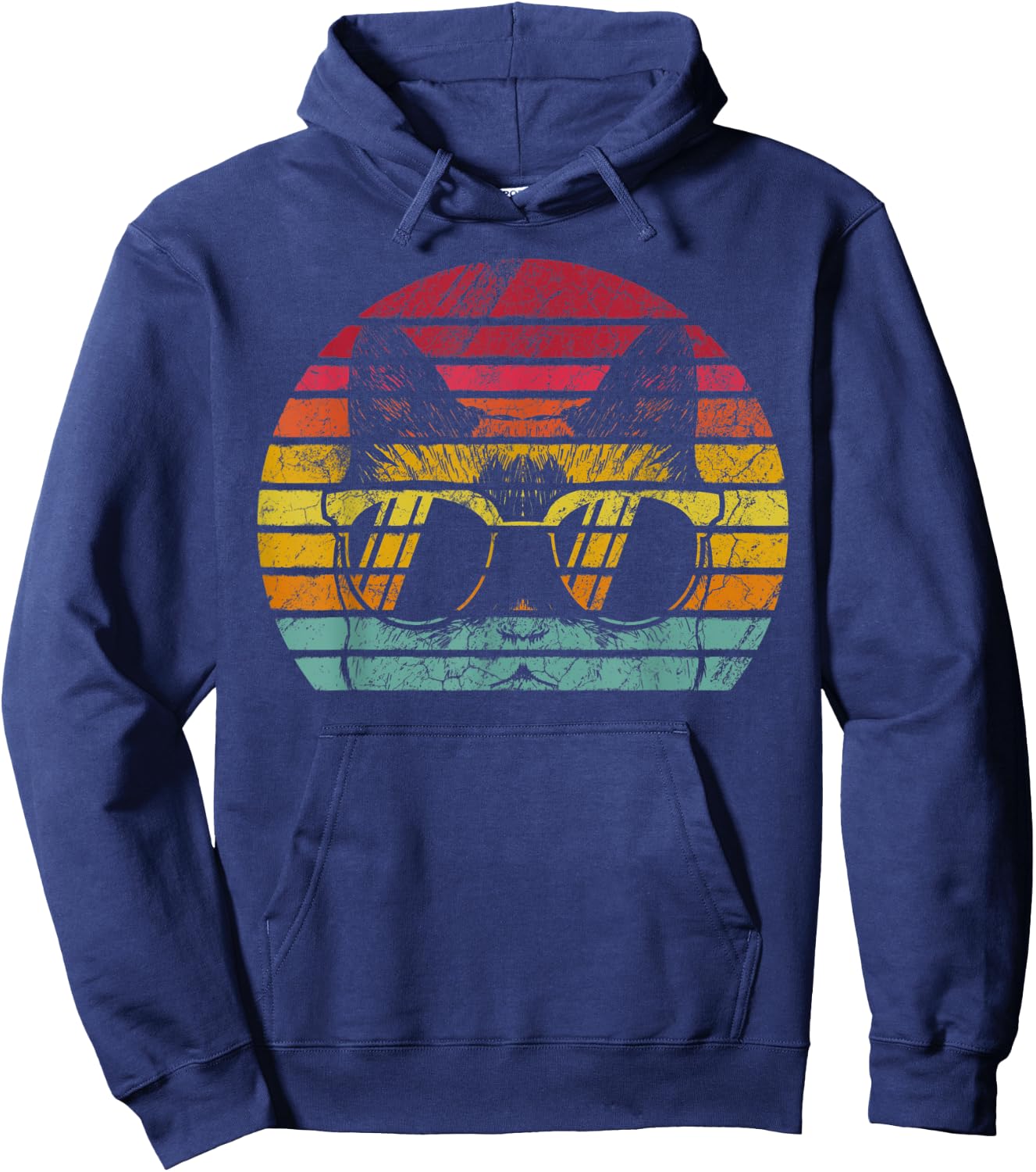 Retro Style Vintage Funny Cat Sunglasses Men Women Gift Hoodie - Hoodie | Navy