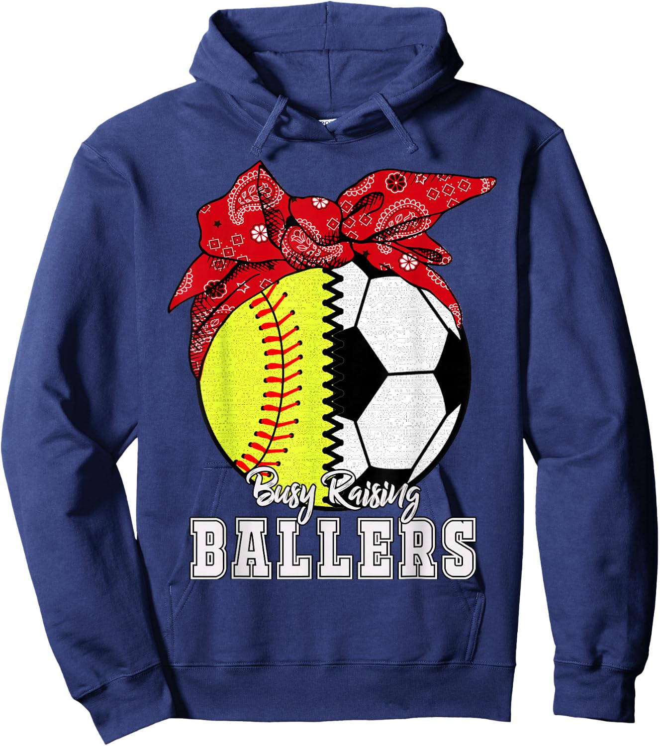 Busy Raising Ballers Softball Soccer - Softball Mom Hoodie - Hoodie | Navy