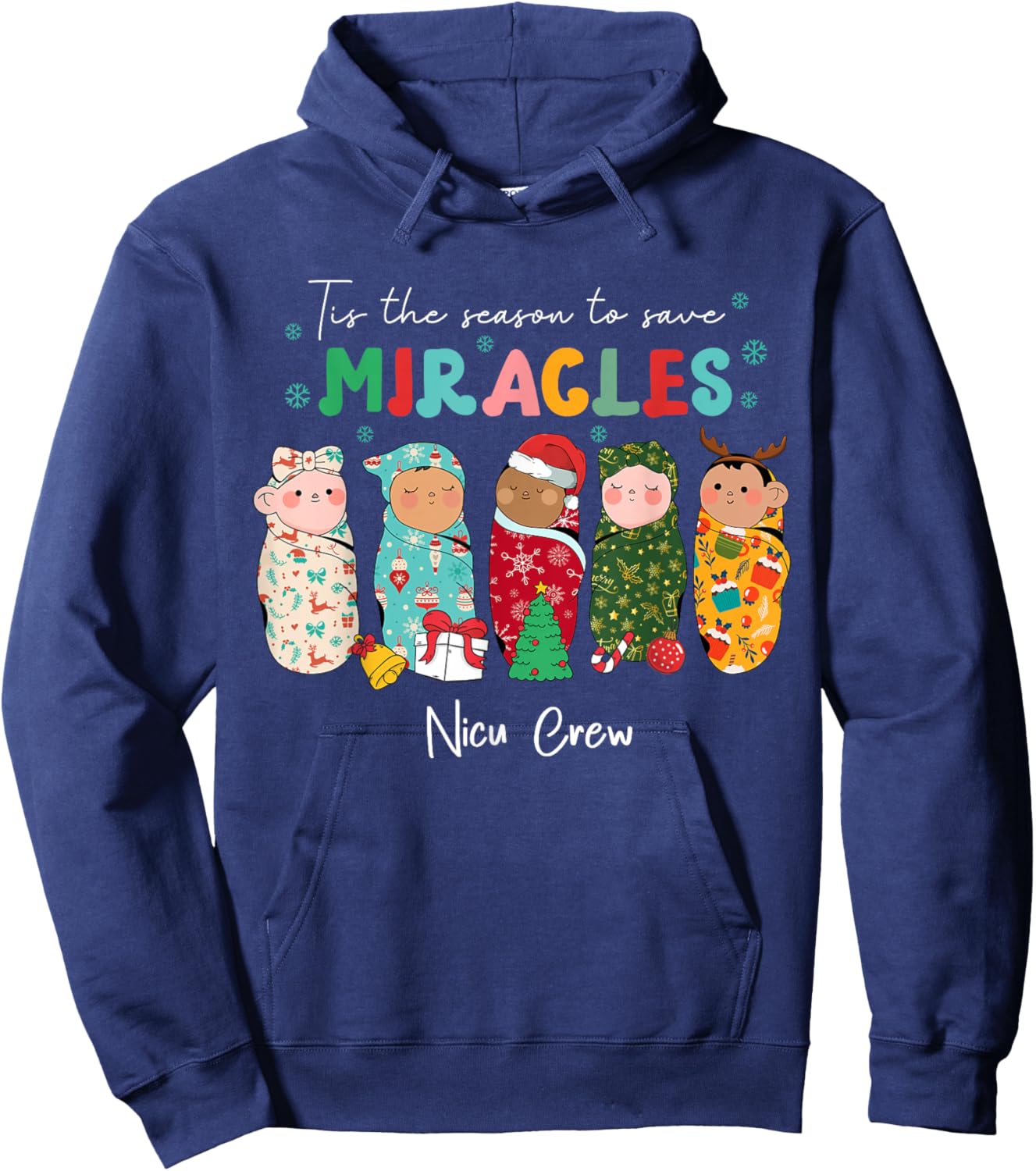 Funny NICU Nurse Animal Nurse Appreciation , -Adults, Kids, Nurses, Holiday Enthusiasts, Black, Small, Short Sleeve, Christmas NICU Nurse Hoodie - Hoodie | Navy