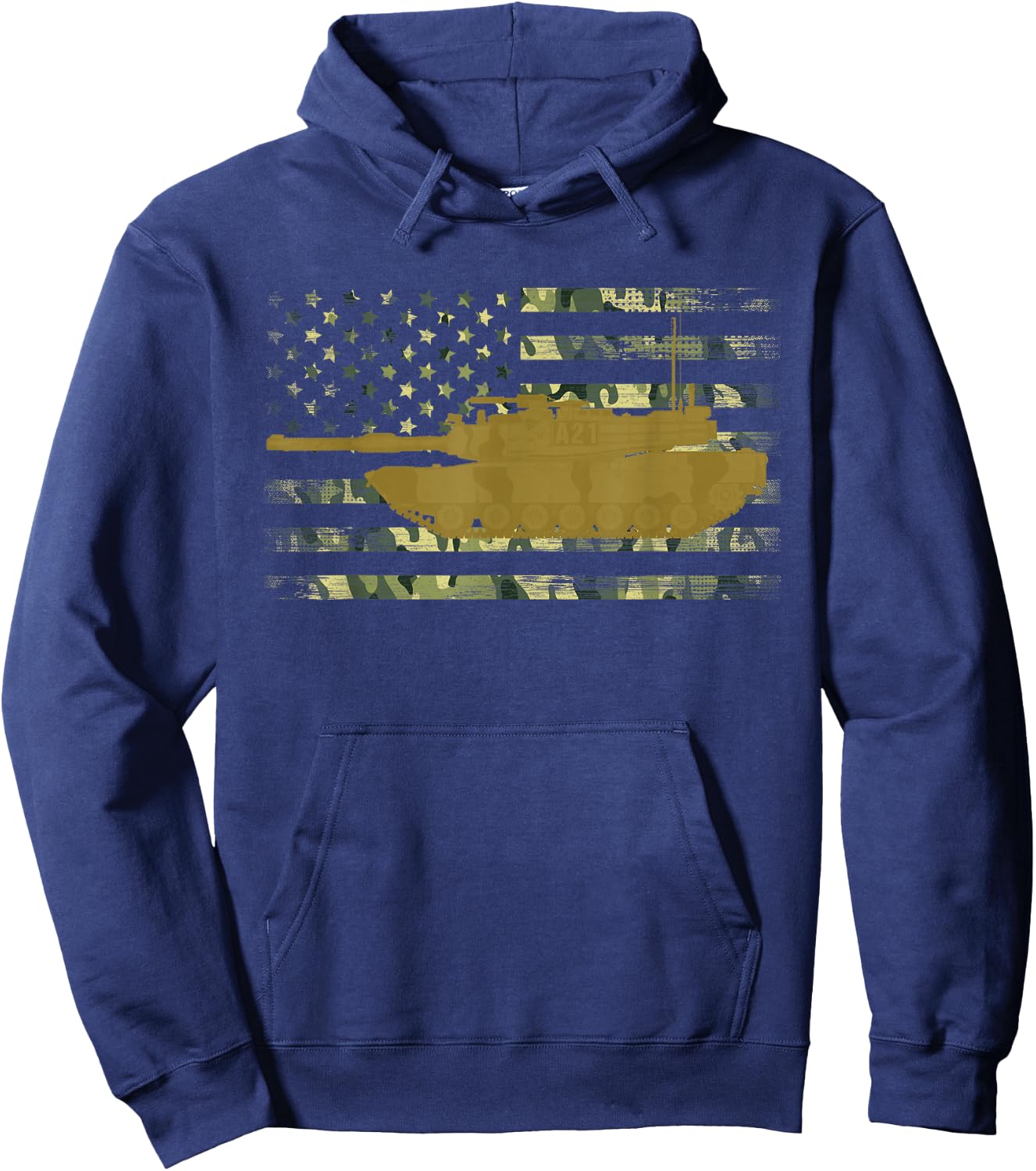M1 Abrams Military Battle Tank Camo American Flag Hoodie - Hoodie | Navy