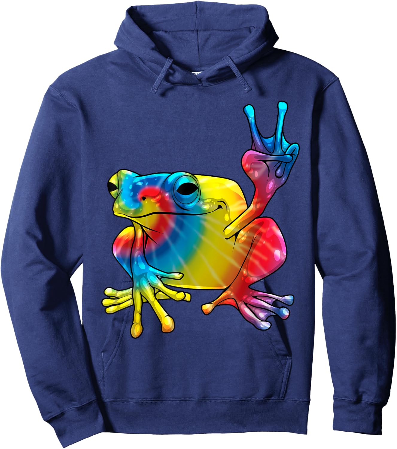 Cute Frog Peace Sign Women Amphibian Animal Lover Hoodie - Hoodie | Navy