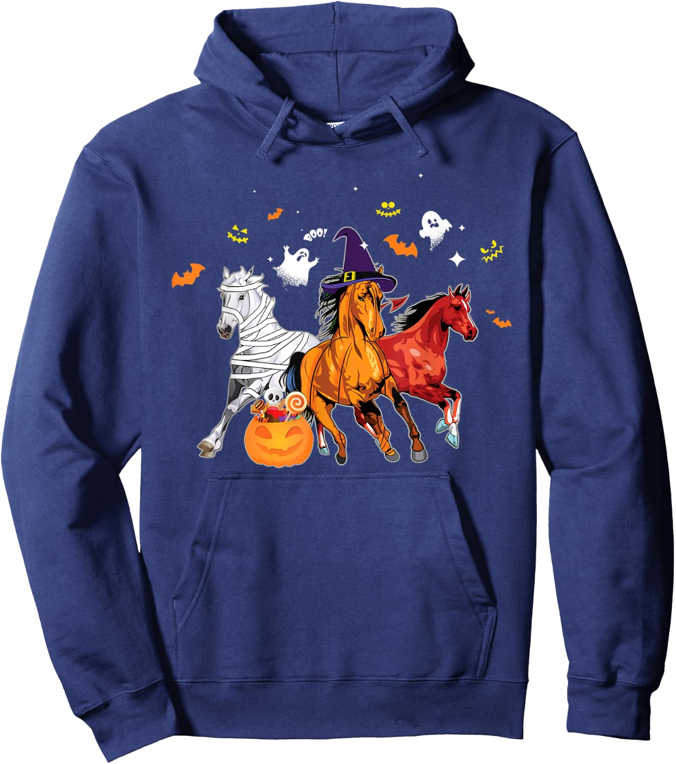 Horse Mummy Witch Halloween Horror Gift Horse Lover Hoodie - Hoodie | Navy
