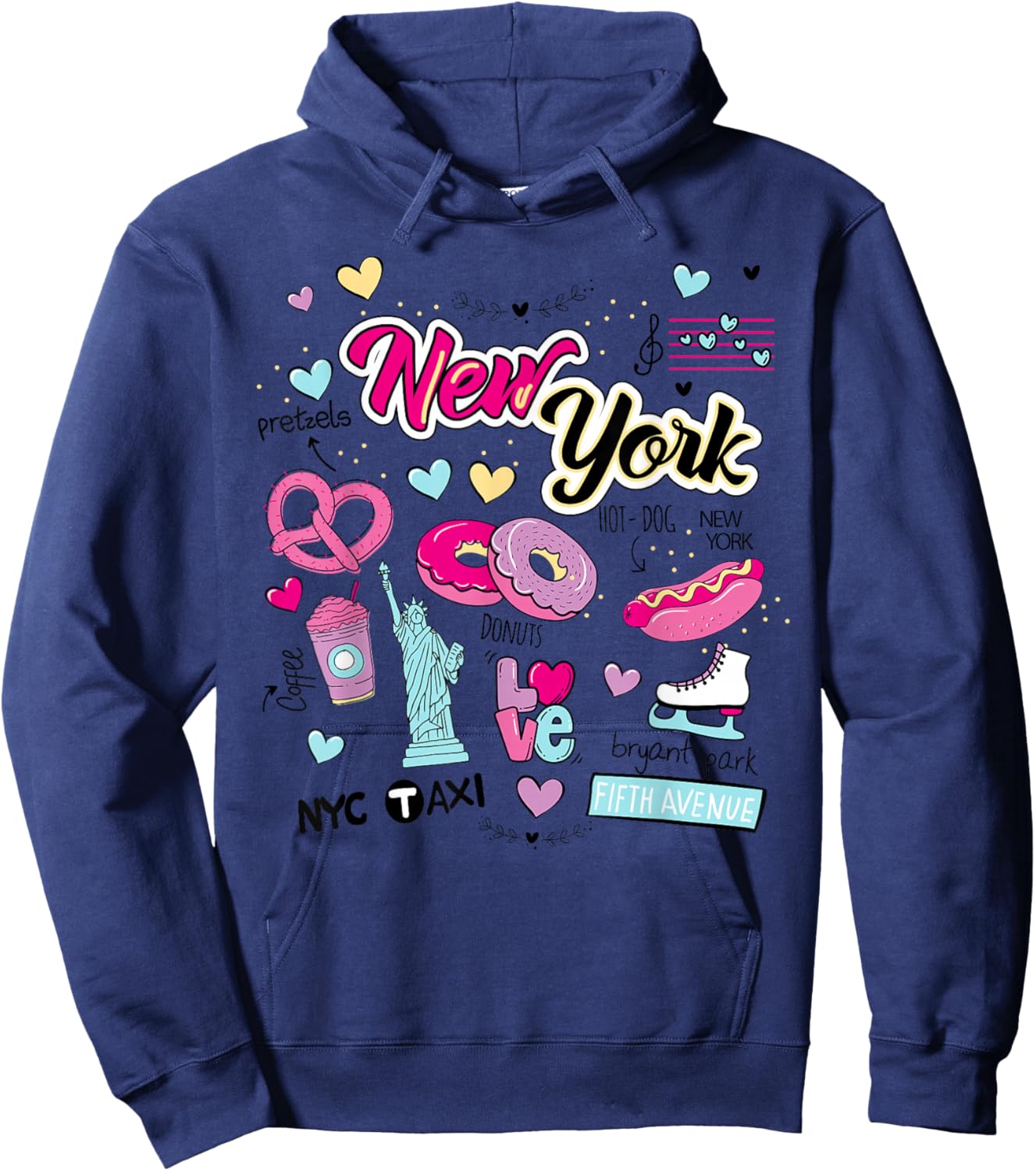 I Love New York New York City Illustration Graphic Designs Hoodie - Hoodie | Navy
