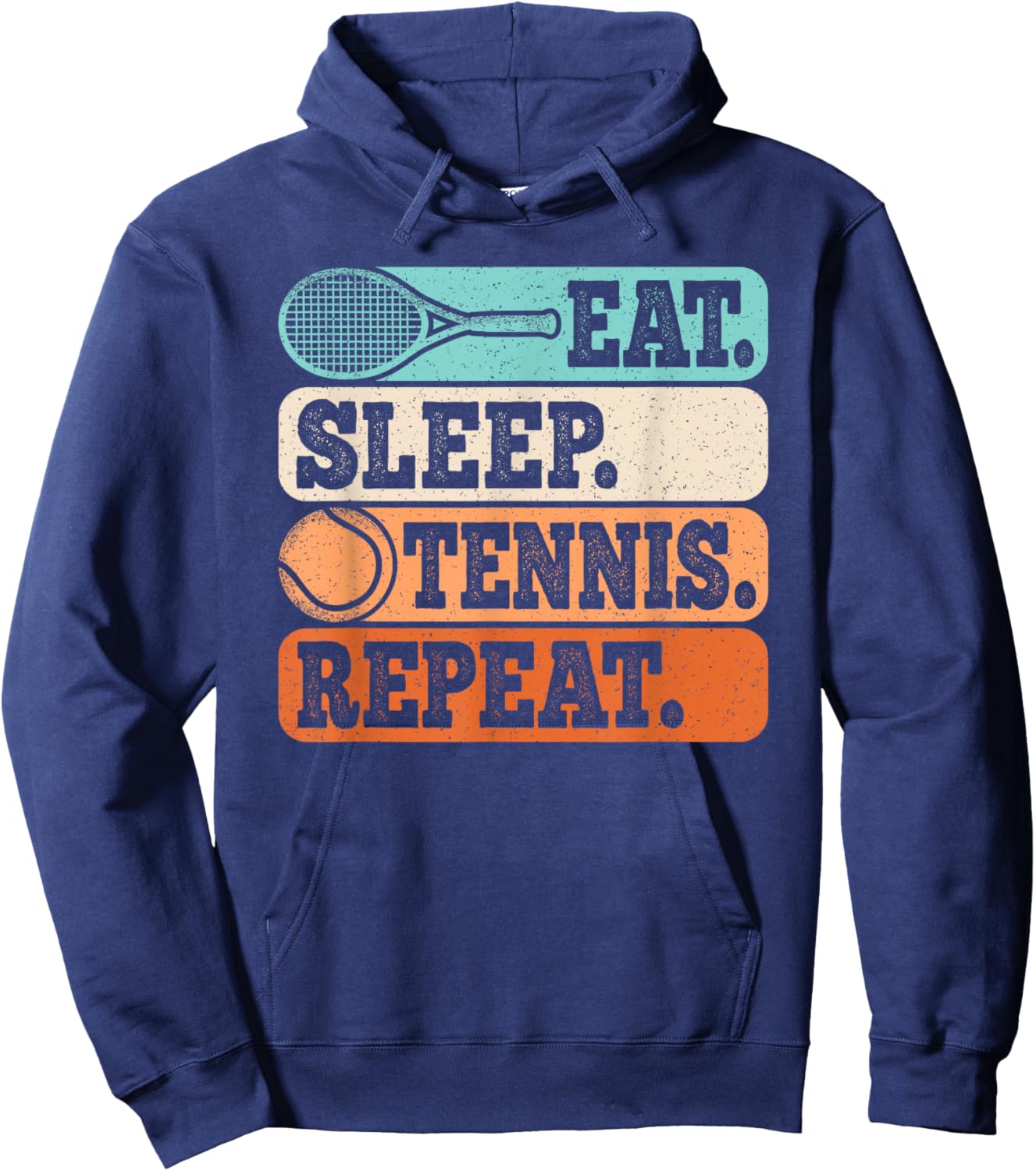 Eat Sleep Tennis Repeat Funny Retro Tennis Player Men Boys Hoodie - Hoodie | Navy