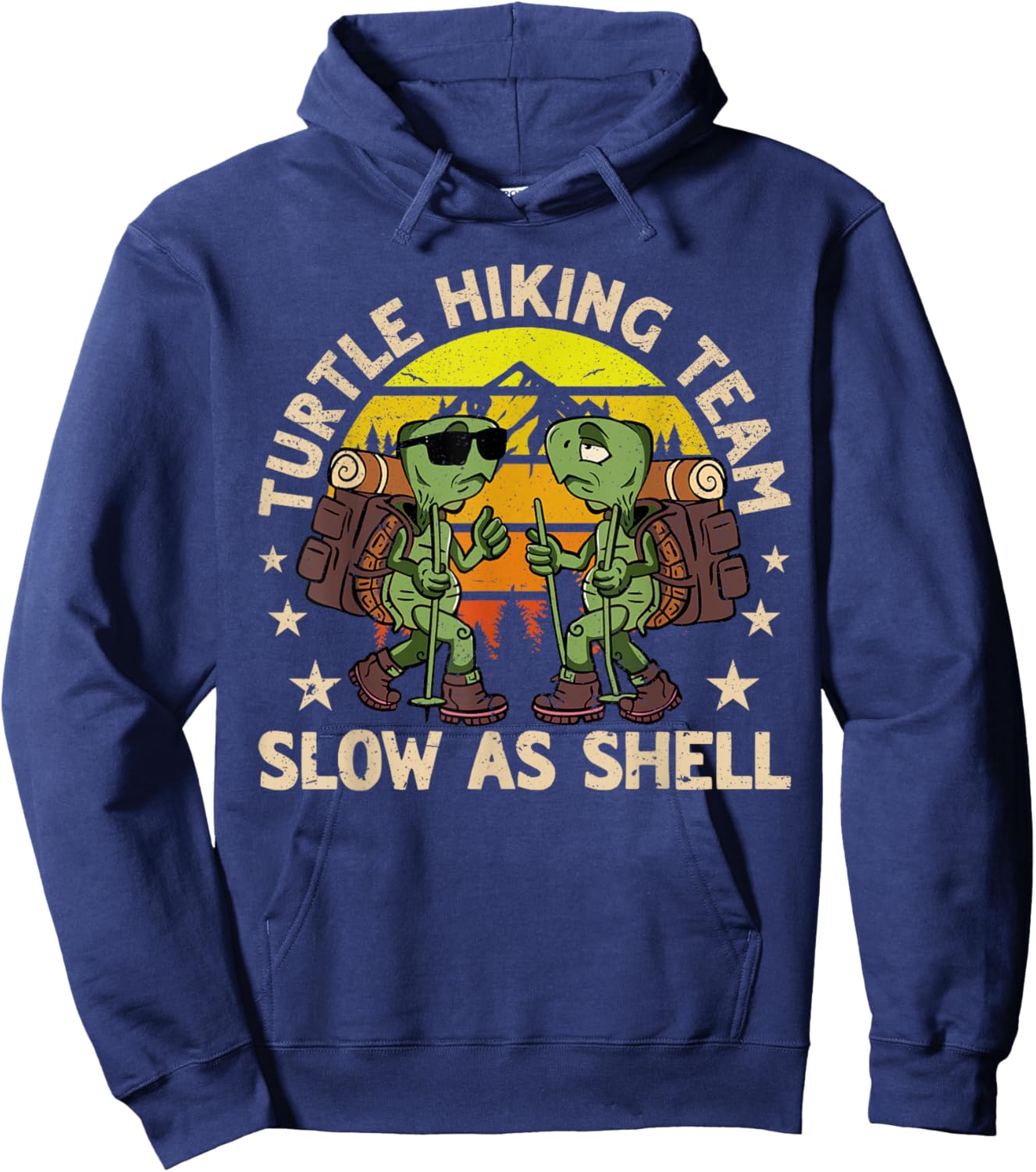 Turtle Hiking Team Slow as Shell Funny Hiking Hike Hoodie - Hoodie | Navy