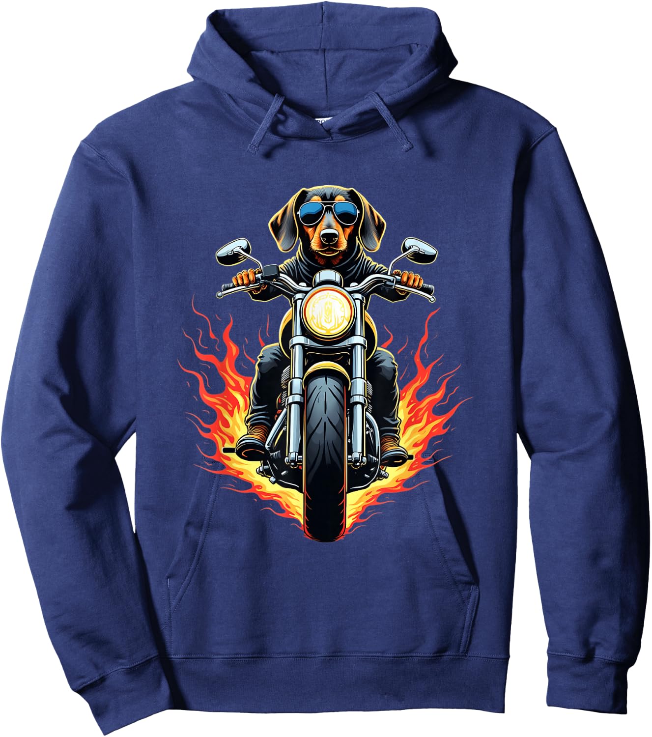 Funny Dachshund Dog Riding a Motorcycle Dachshund Lovers Hoodie - Hoodie | Navy