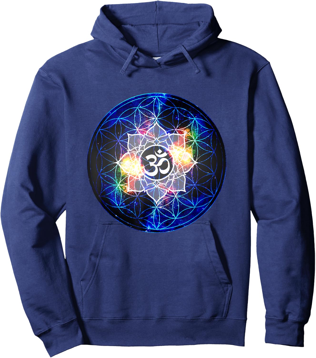 Power Om Flower of Life Sacred Geometry Hoodie - Hoodie | Navy