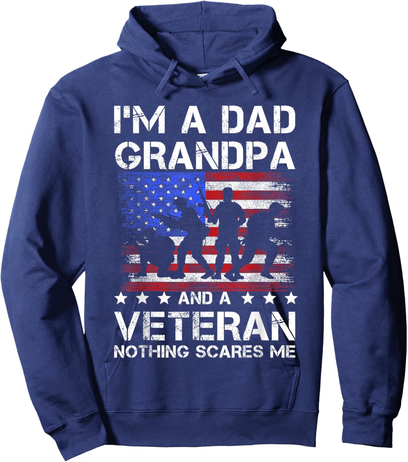 Dad grandpa veteran nothing scares fathers day veterans day Hoodie - Hoodie | Navy